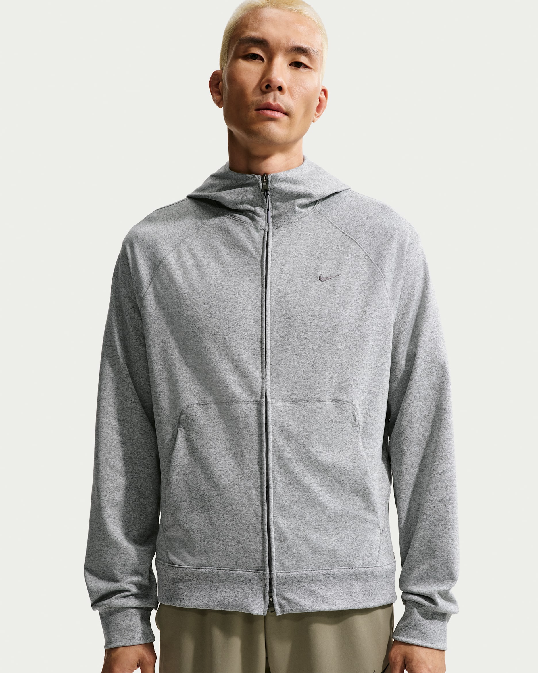 Sudadera con gorro de alto rendimiento Dri-FIT de cierre completo con protección contra los rayos UV para hombre Nike Primary NanoKnit - Gris humo/Jaspeado/Gris humo