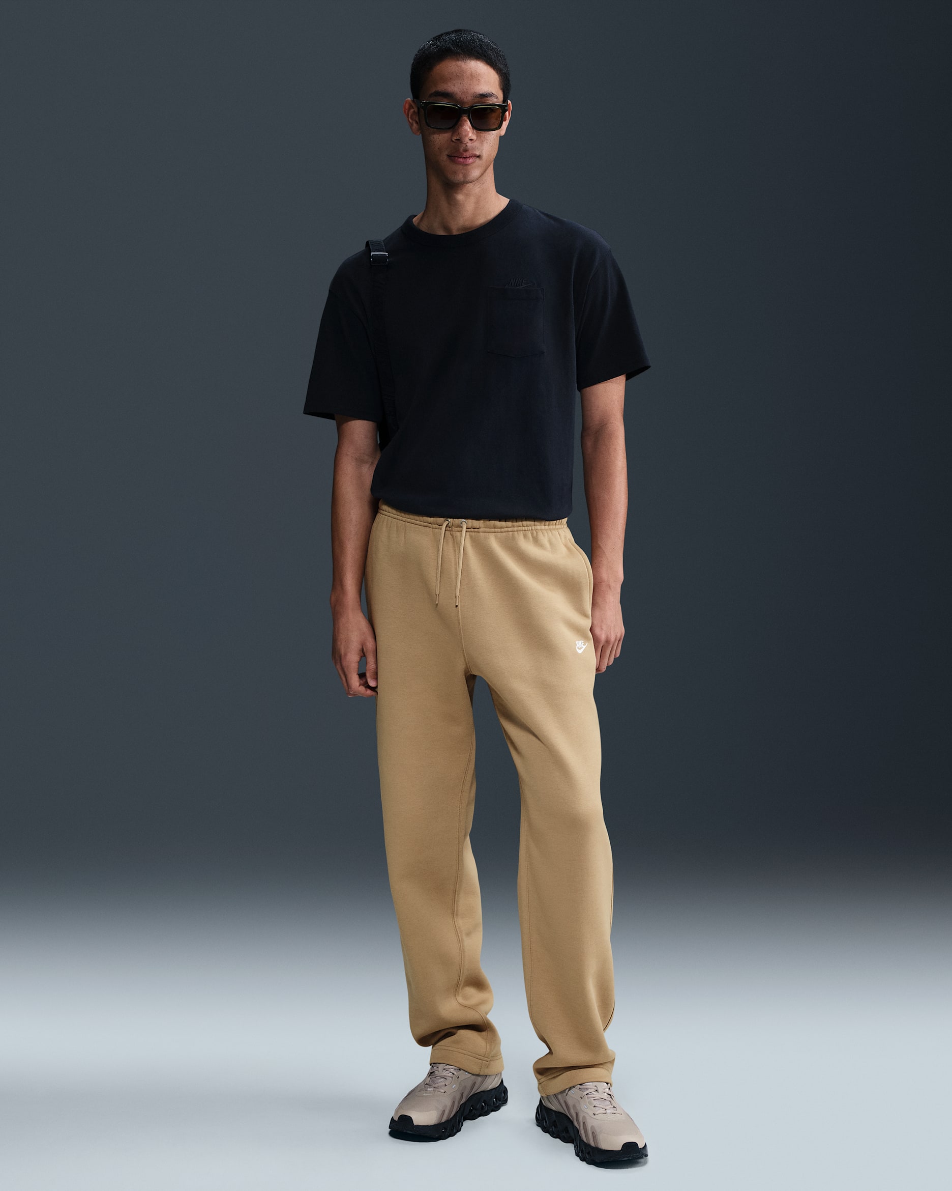 Nike Club Men's Open-Hem Fleece Pants - Parachute Beige/Parachute Beige/White