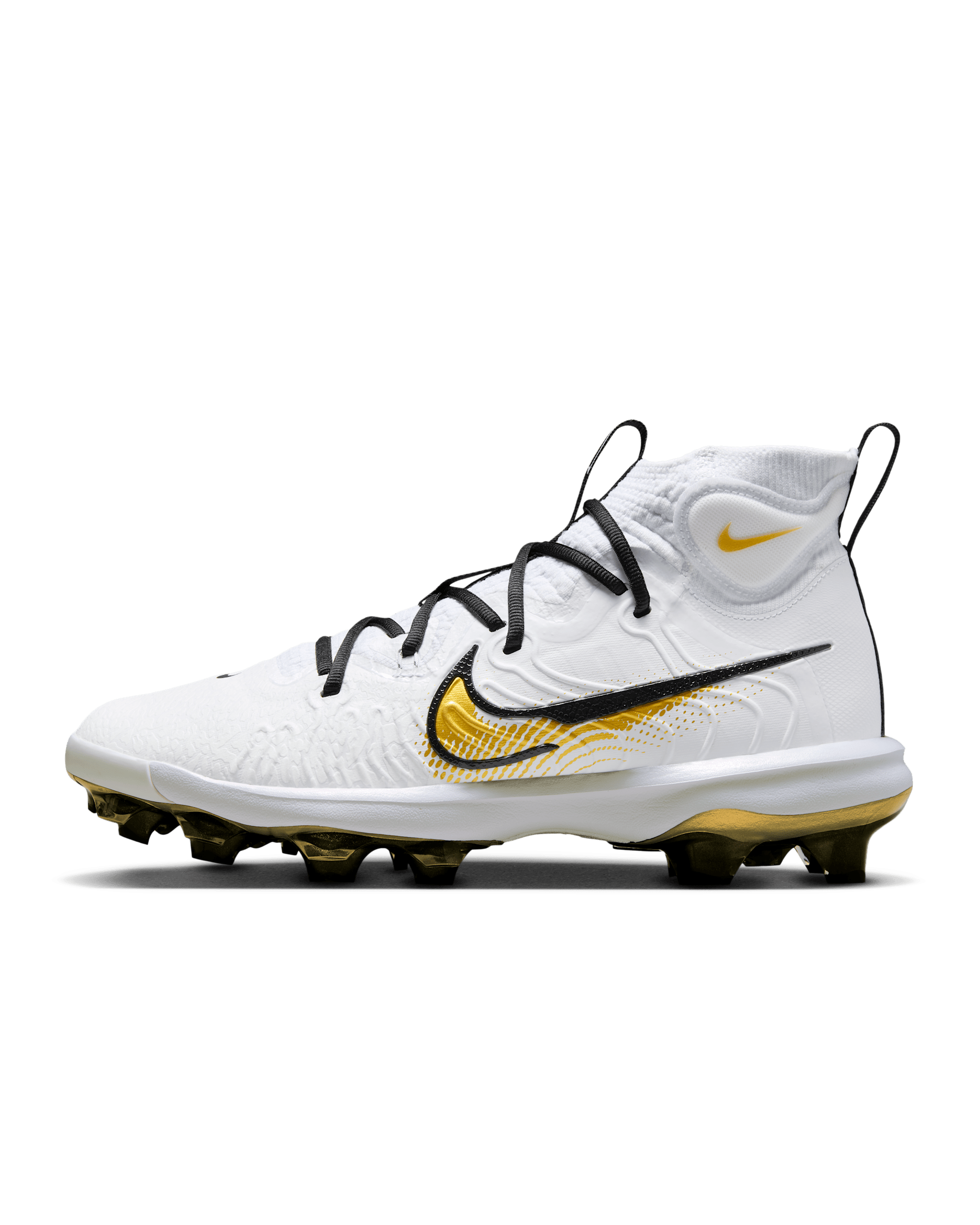 Nike Alpha Huarache NXT MCS Baseball Cleats - White/Black/Metallic Gold