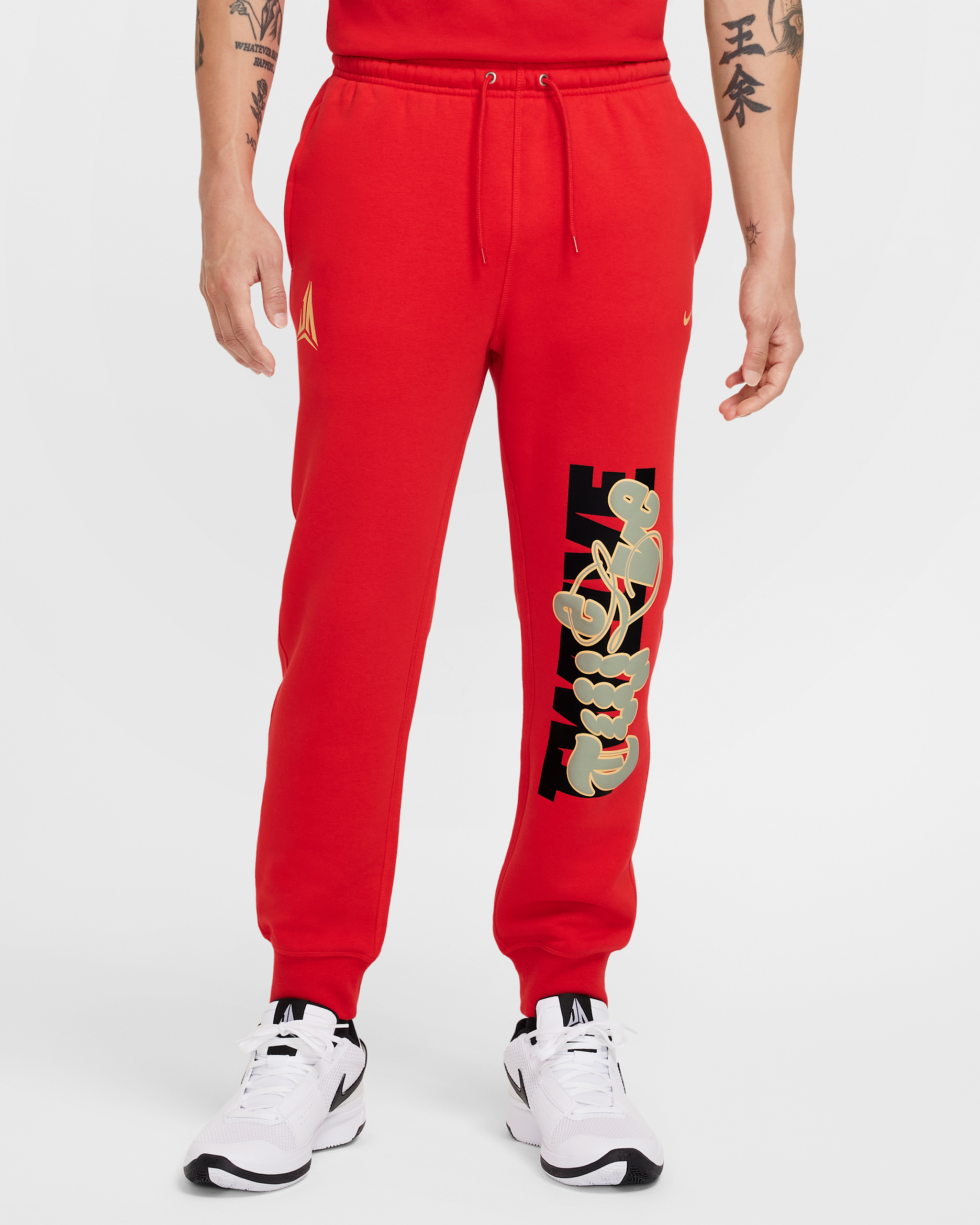 ジャ メンズ フリース バスケットボールジョガーパンツ - ユニバーシティレッド/セレスティアルゴールド