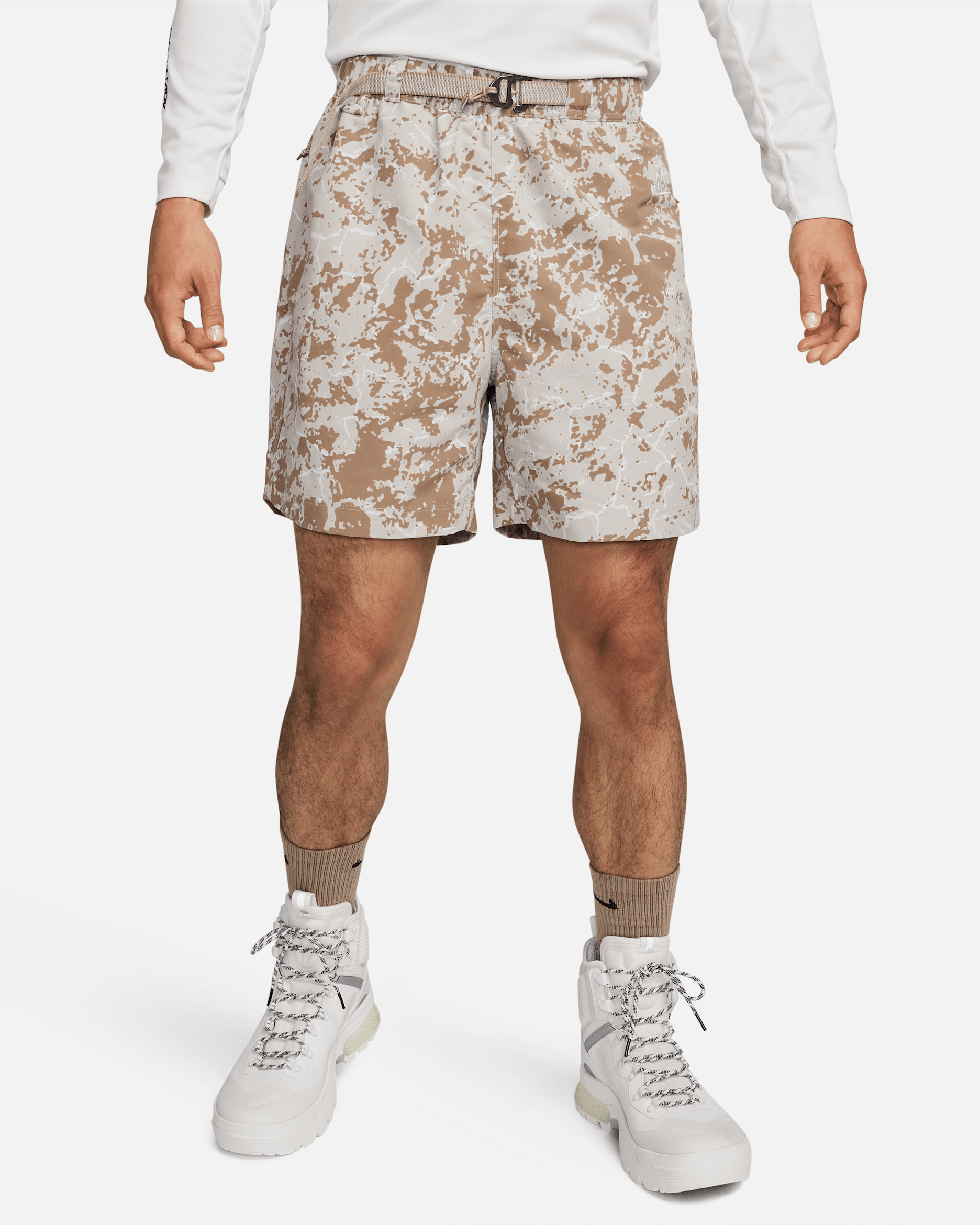 Nike ACG Men's Print Trail Shorts - Light Iron Ore/Summit White