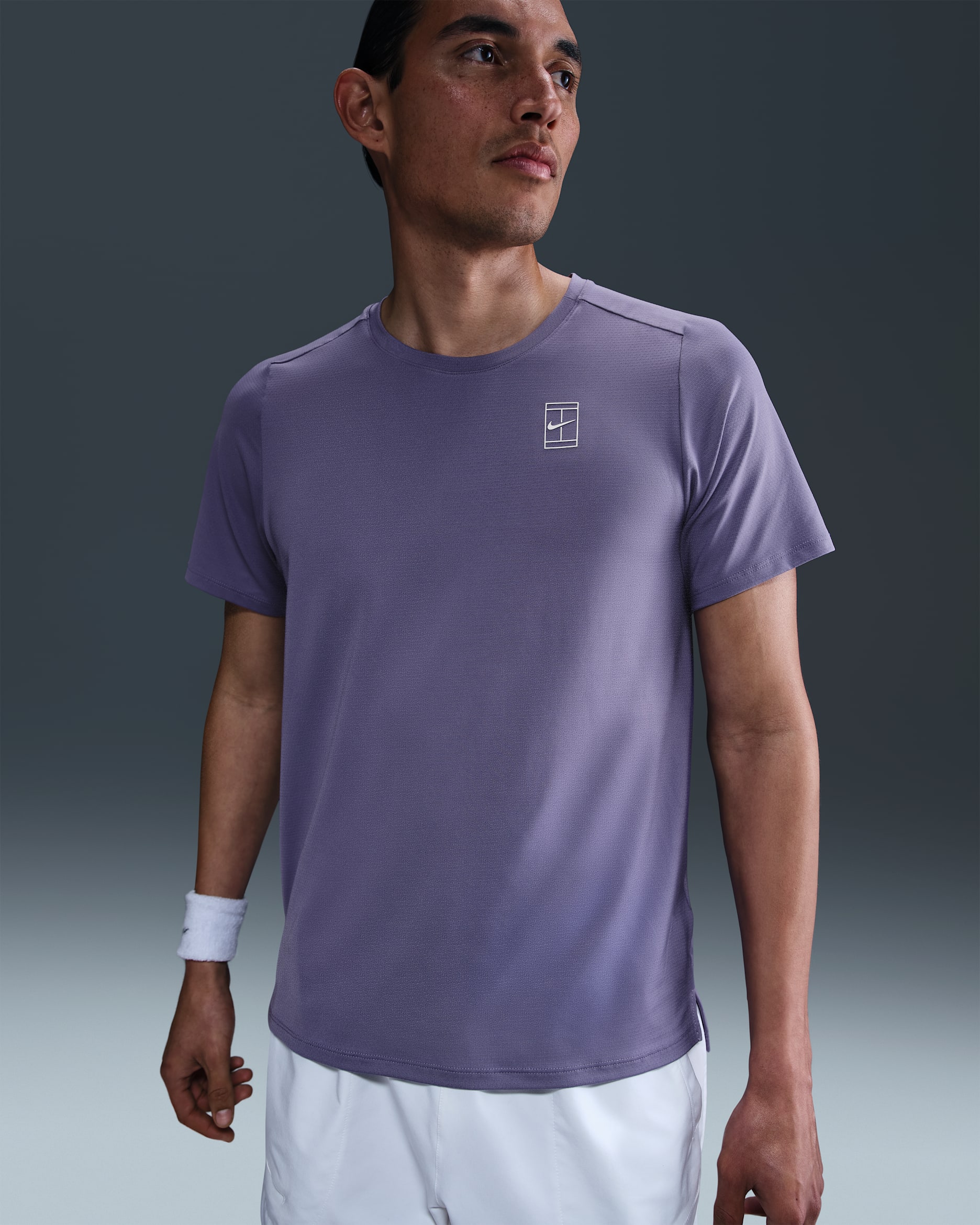 NikeCourt Advantage Men's Dri-FIT Tennis Top - Dusty Amethyst/Deep Night/White