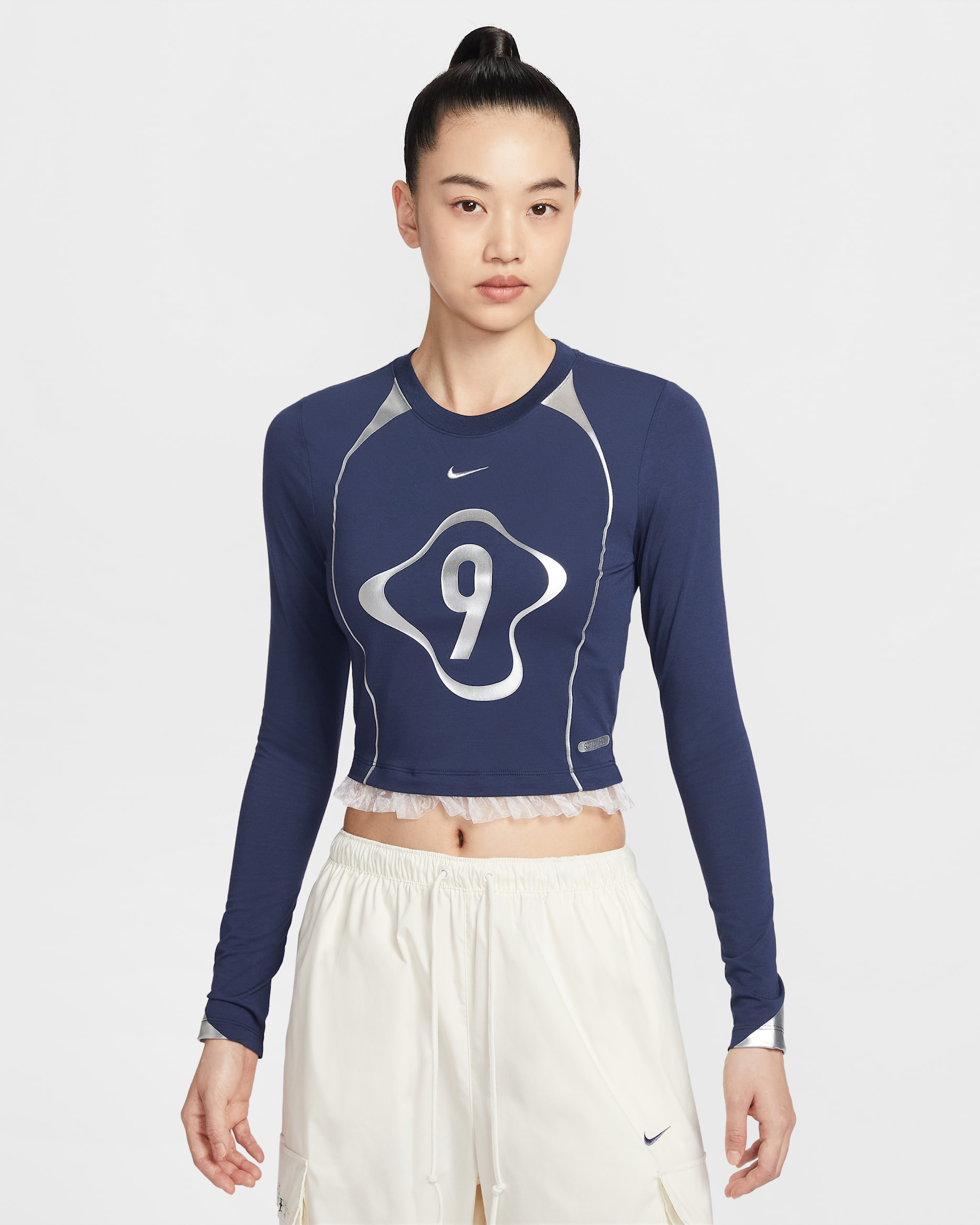 Nike Sportswear Women's Slim Cropped Long-Sleeved Top - Midnight Navy