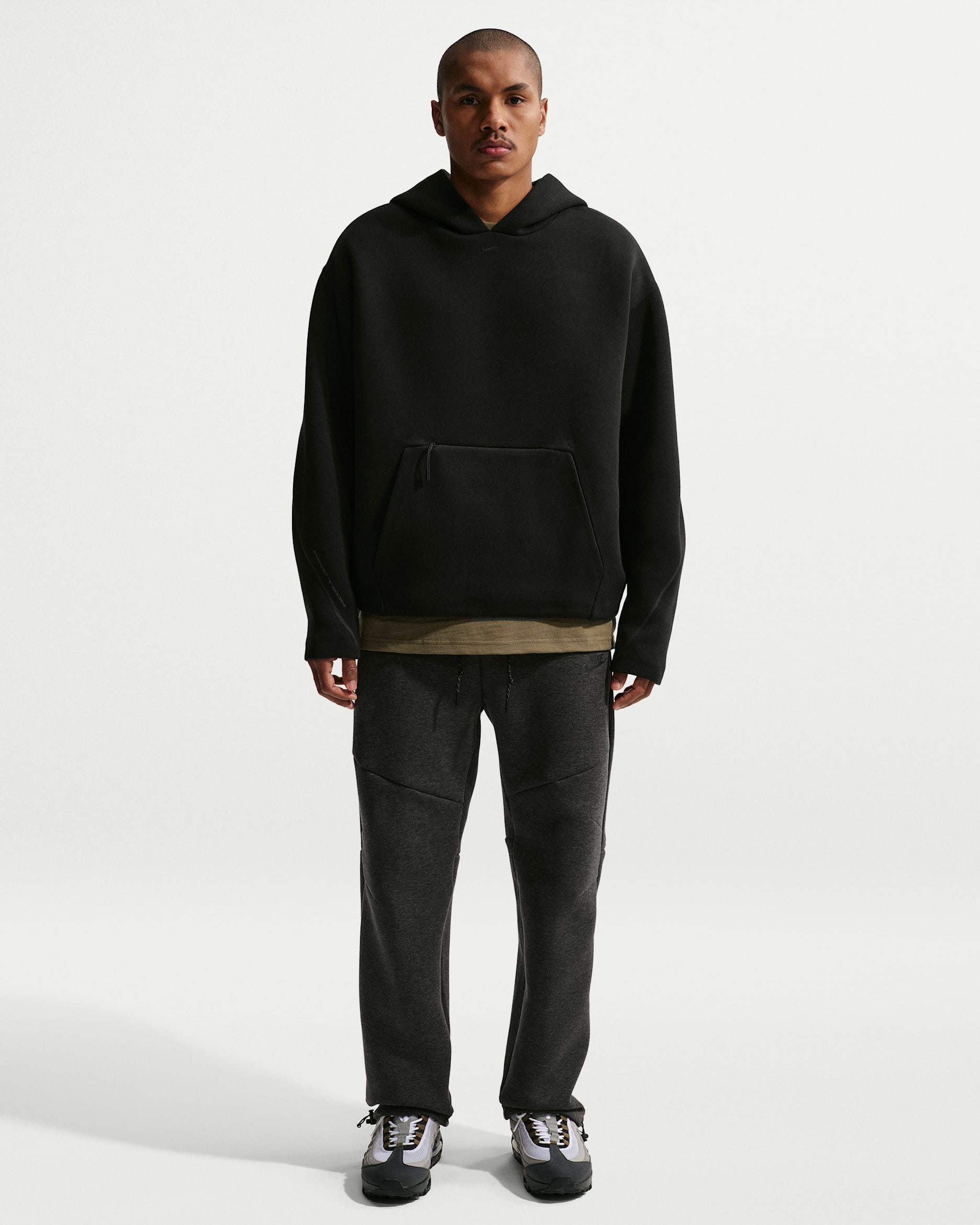 Pants de tejido Fleece con dobladillo abierto para hombre Nike Tech - Negro jaspeado/Negro