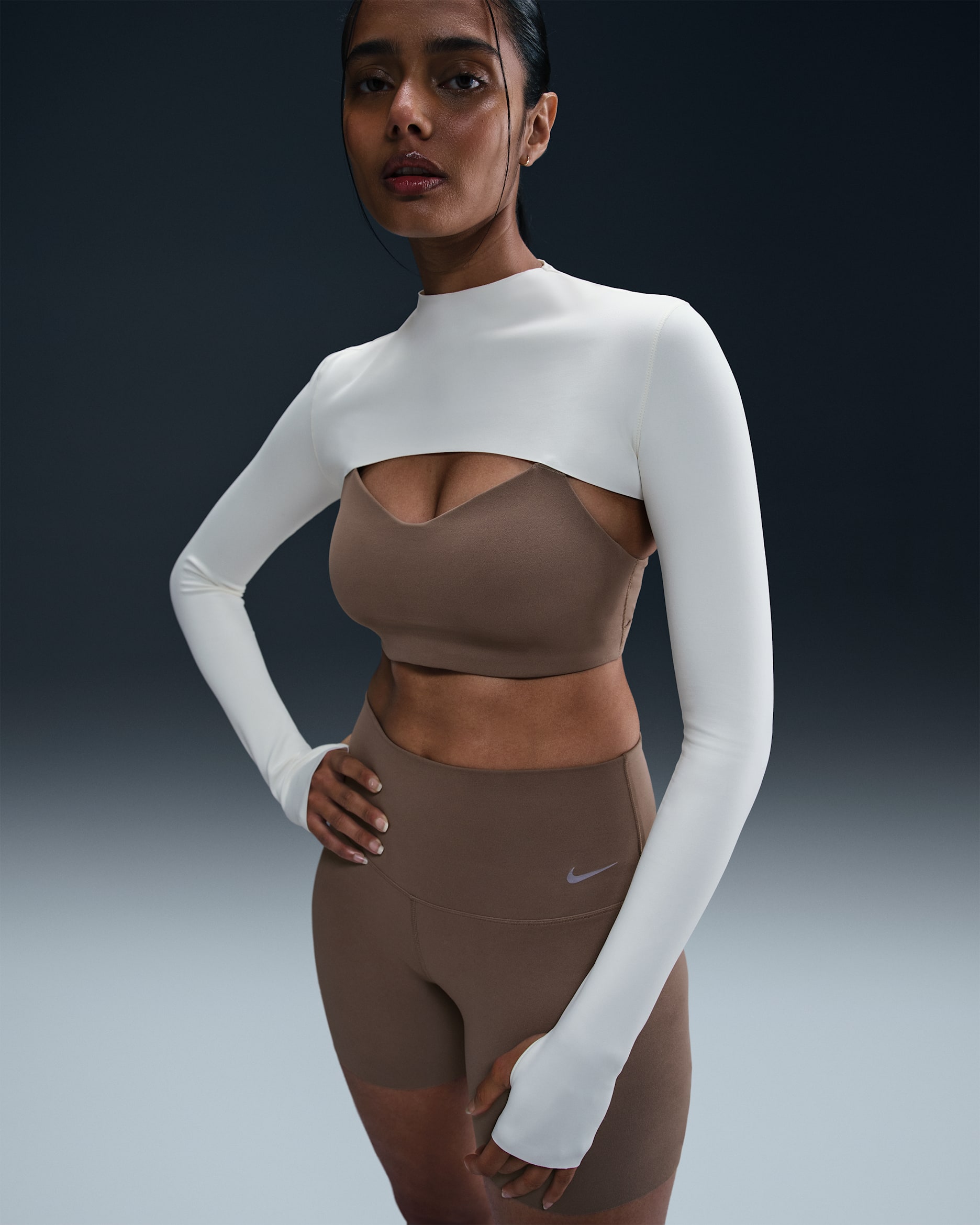 Top corto de manga larga Dri-FIT para mujer Nike Zenvy - Vela