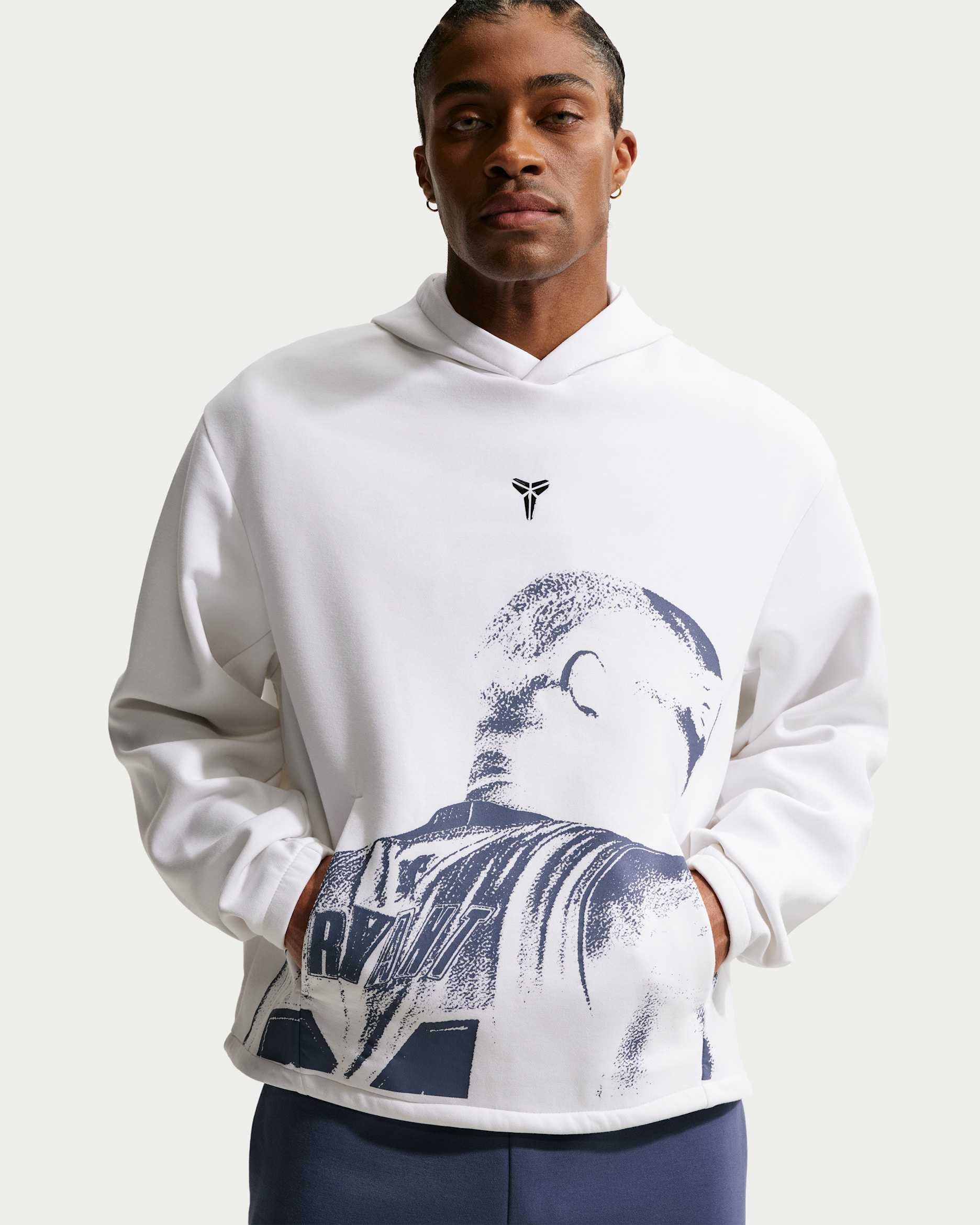 Kobe Men's Dri-FIT Fleece Pullover Basketball Hoodie - White/Black