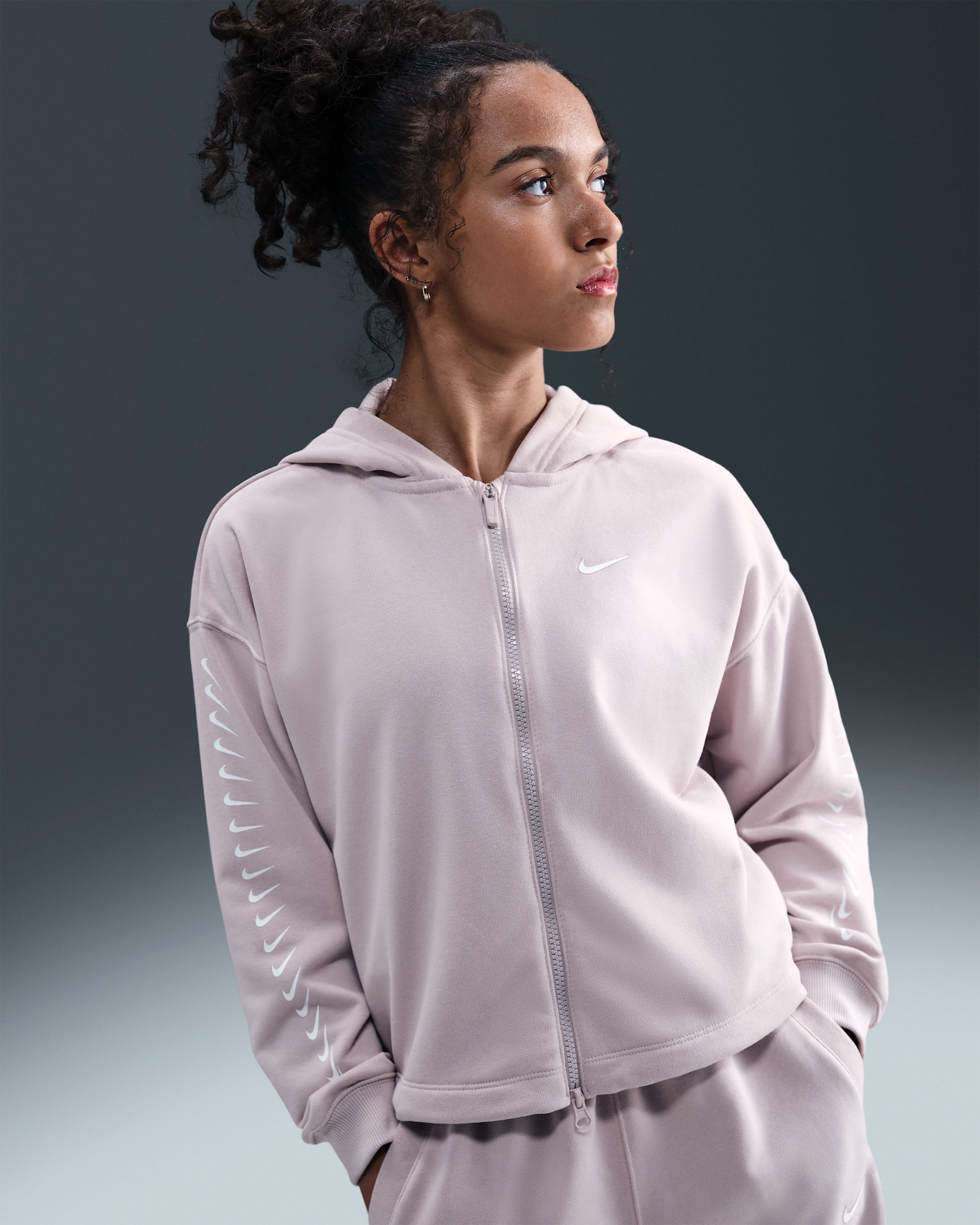 Nike Sportswear Girls' Dri-FIT Fleece Hoodie - Platinum Violet/White