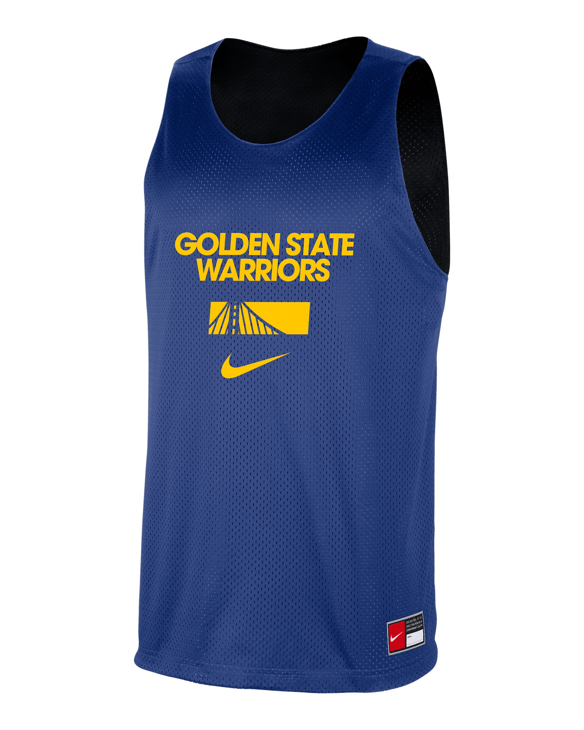 Jersey de entrenamiento Nike de la NBA de malla para hombre Golden State Warriors Courtside - Azul enérgico/Negro/Amarillo