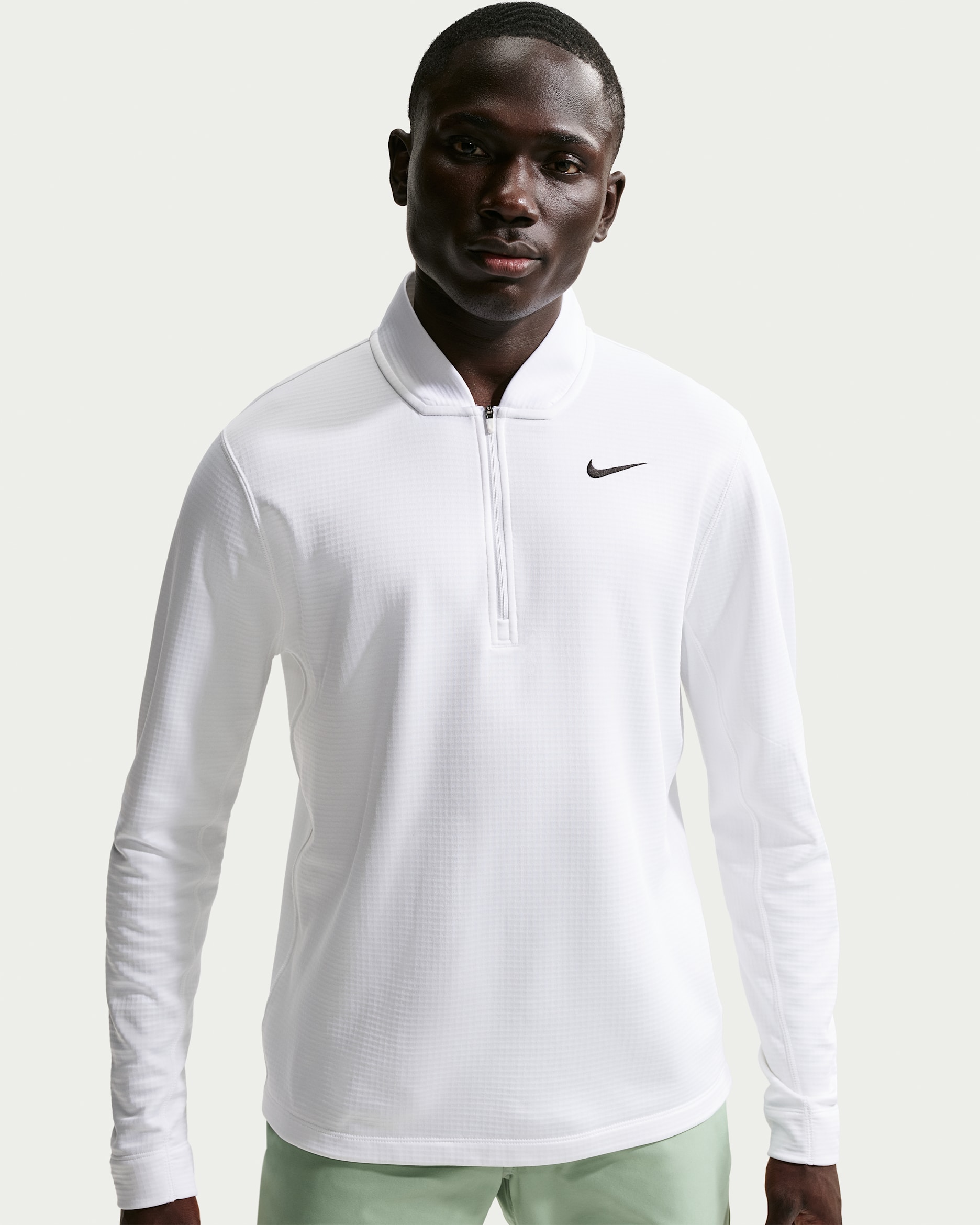 Nike Velocity Therma-FIT rövid cipzáras férfi golffelső - Fehér/Fekete