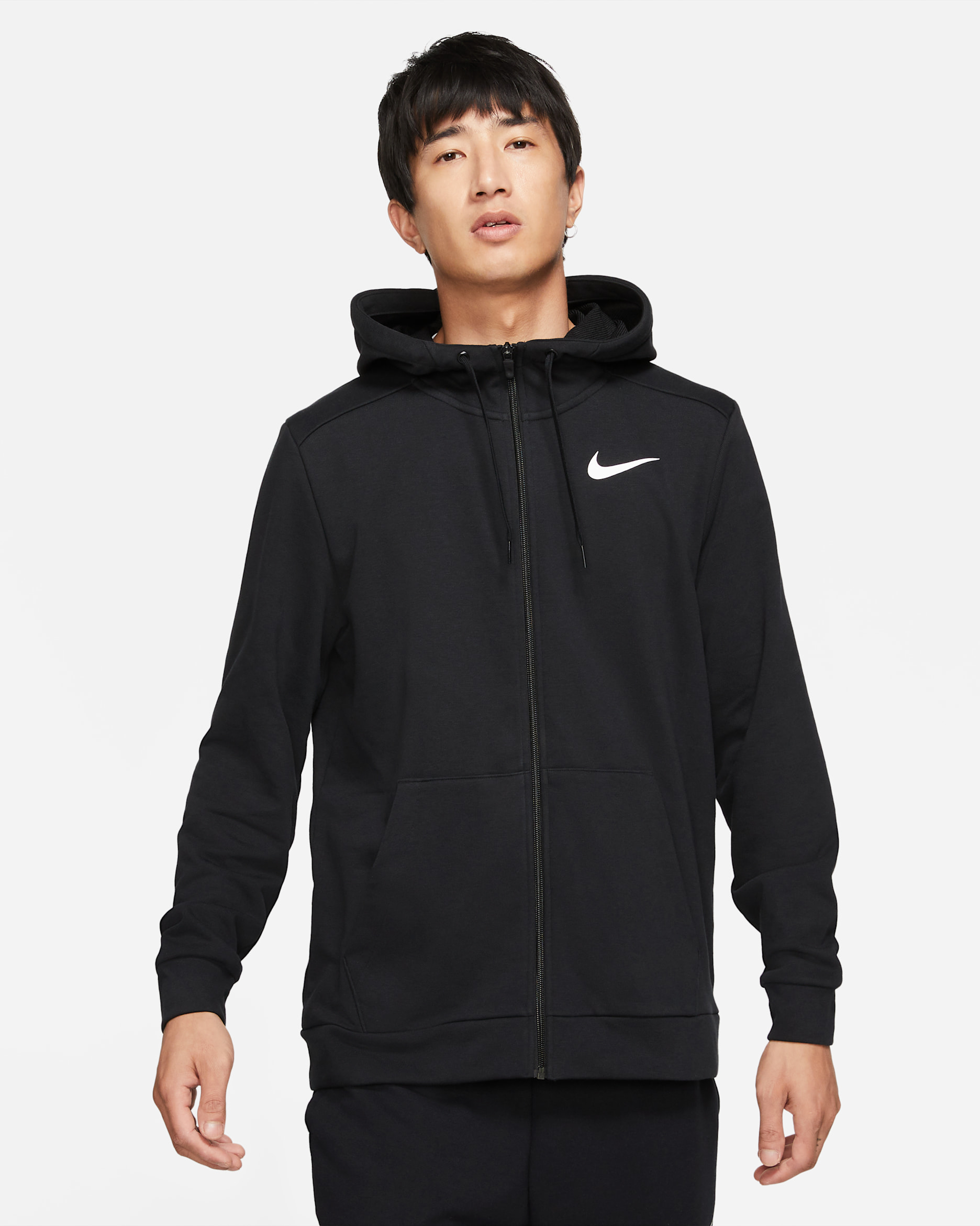 Nike Dri-FIT Men's Full-Zip Training Hoodie - Black/White