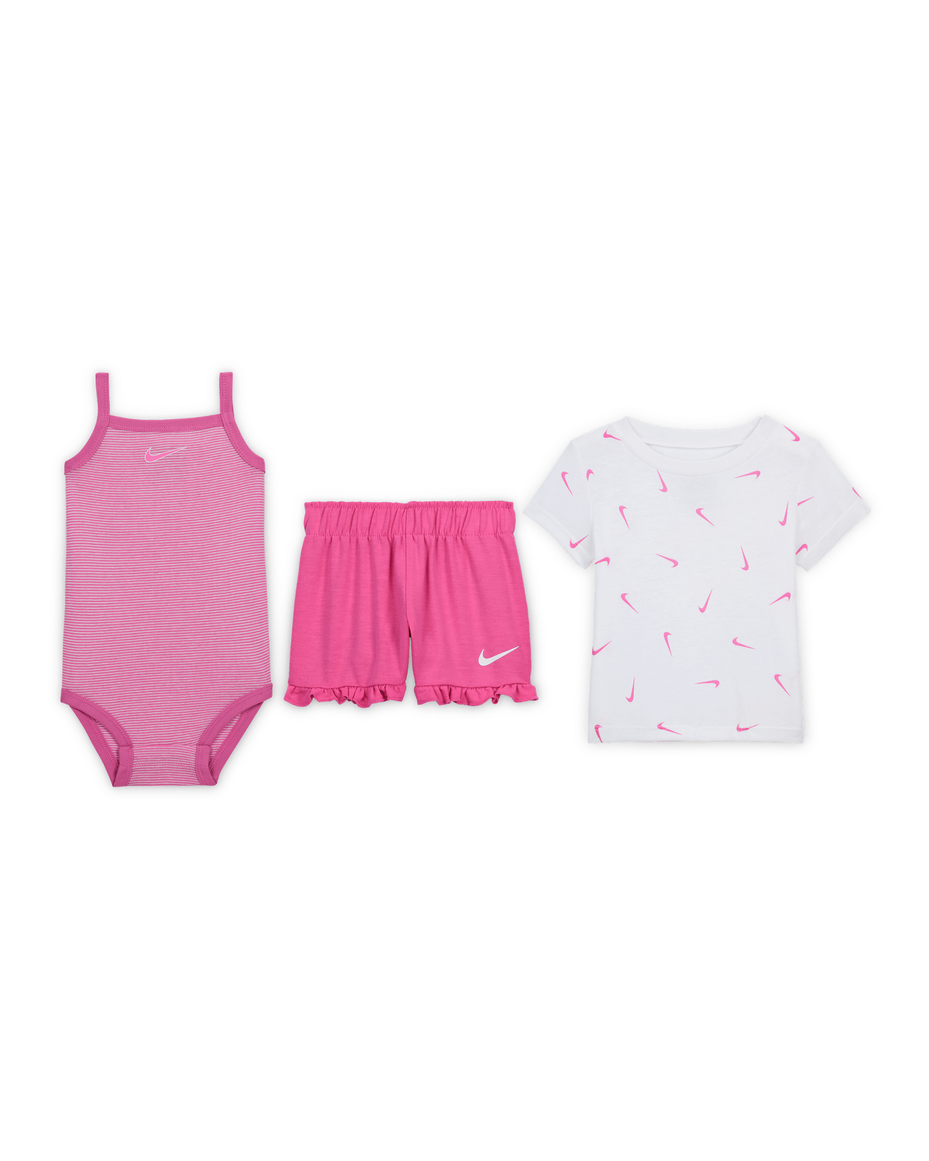 Conjunto de shorts de 2 piezas con volados para bebé (0-9 meses) Nike Essentials - Rosa alegre