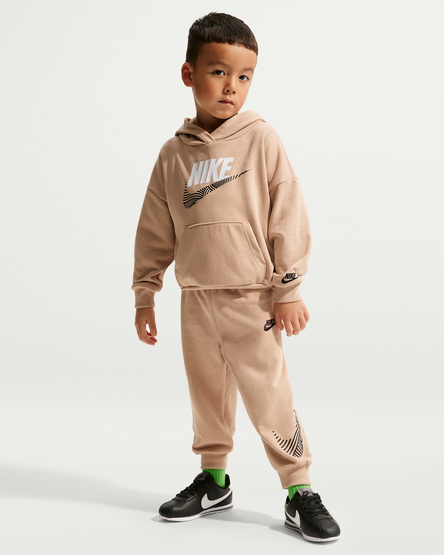Nike Sportswear In The Zone Toddler 2-Piece Oversized French Terry Pullover Set - Brown