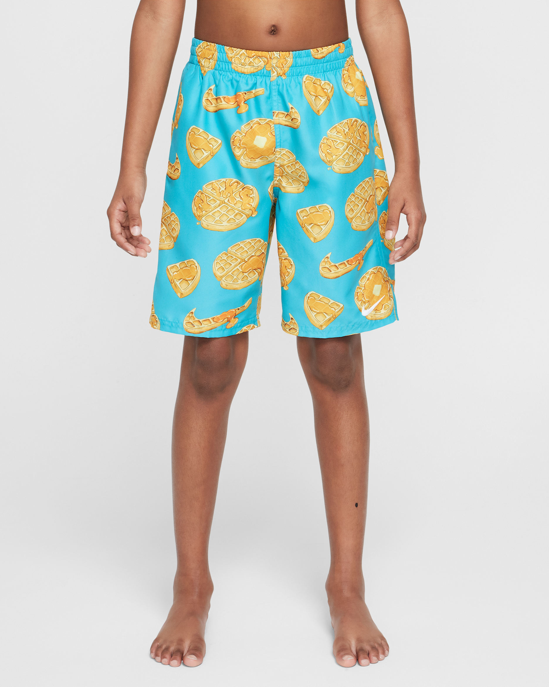 Shorts de vóleibol de 18 cm con forro de ropa interior para niño talla grande Nike Swim Breaker - Cactus empolvado/Leche de coco/Blanco