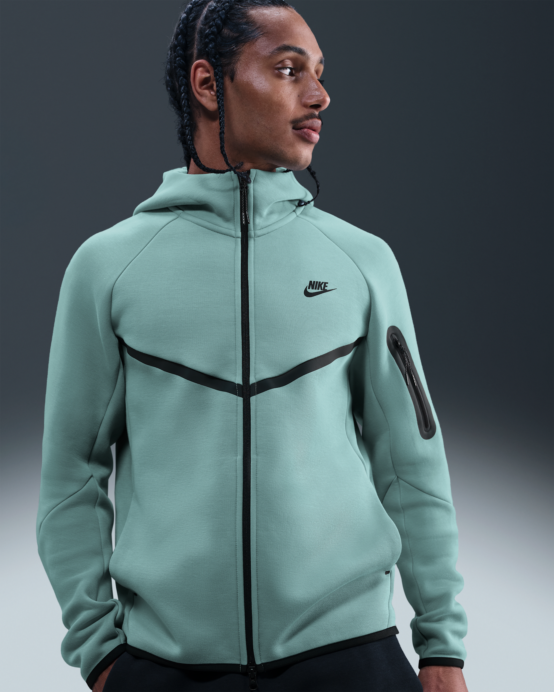 Chamarra Windrunner de tejido Fleece de cierre completo para hombre Nike Tech - Cañón/Negro