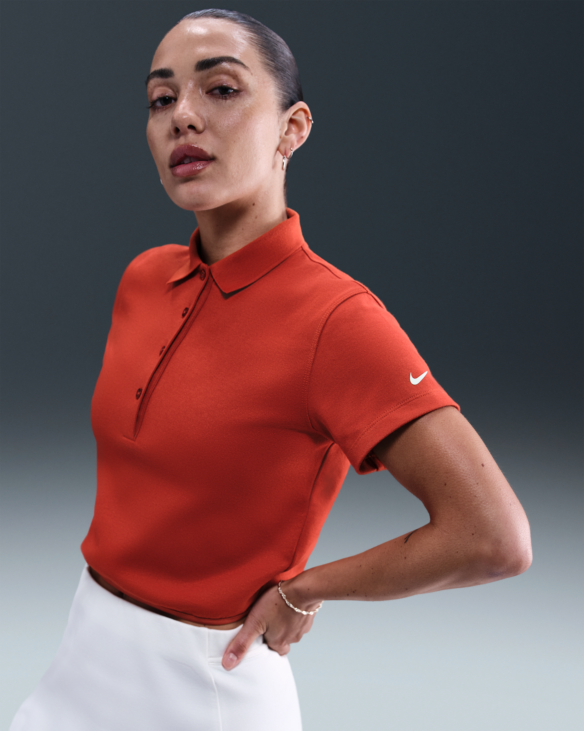 Polo de golf de manga corta para mujer Nike - Rojo dragón/Vela