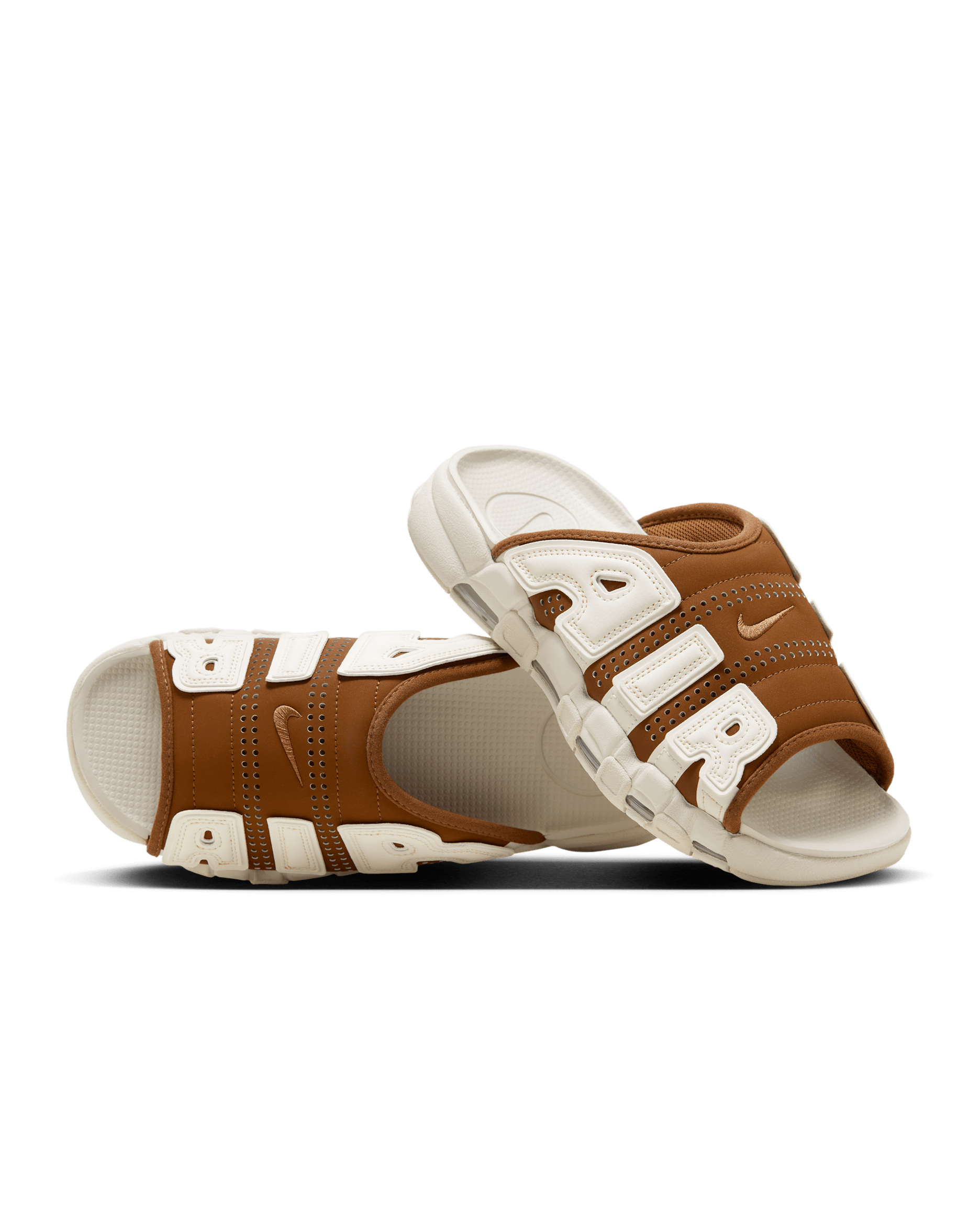 Nike Air More Uptempo Men's Slides - Light British Tan/Light Orewood Brown/Clear/Sail