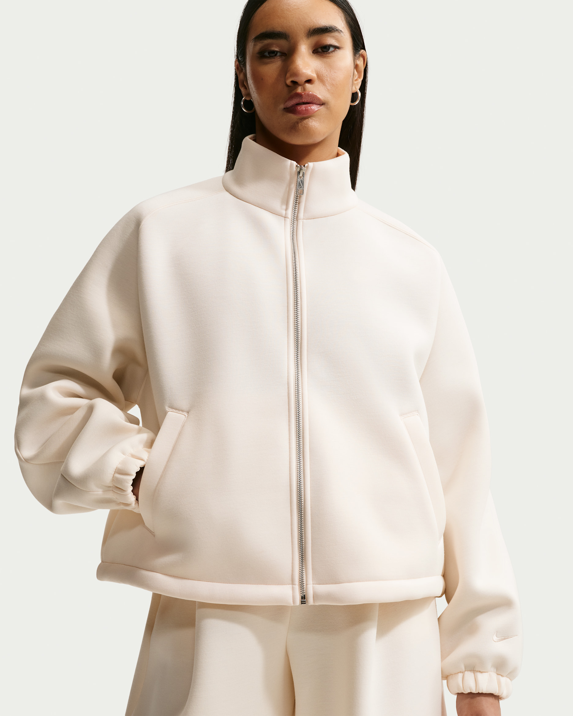 Nike Pregame Fleece Women's Oversized Track Jacket - Chalk/Chalk