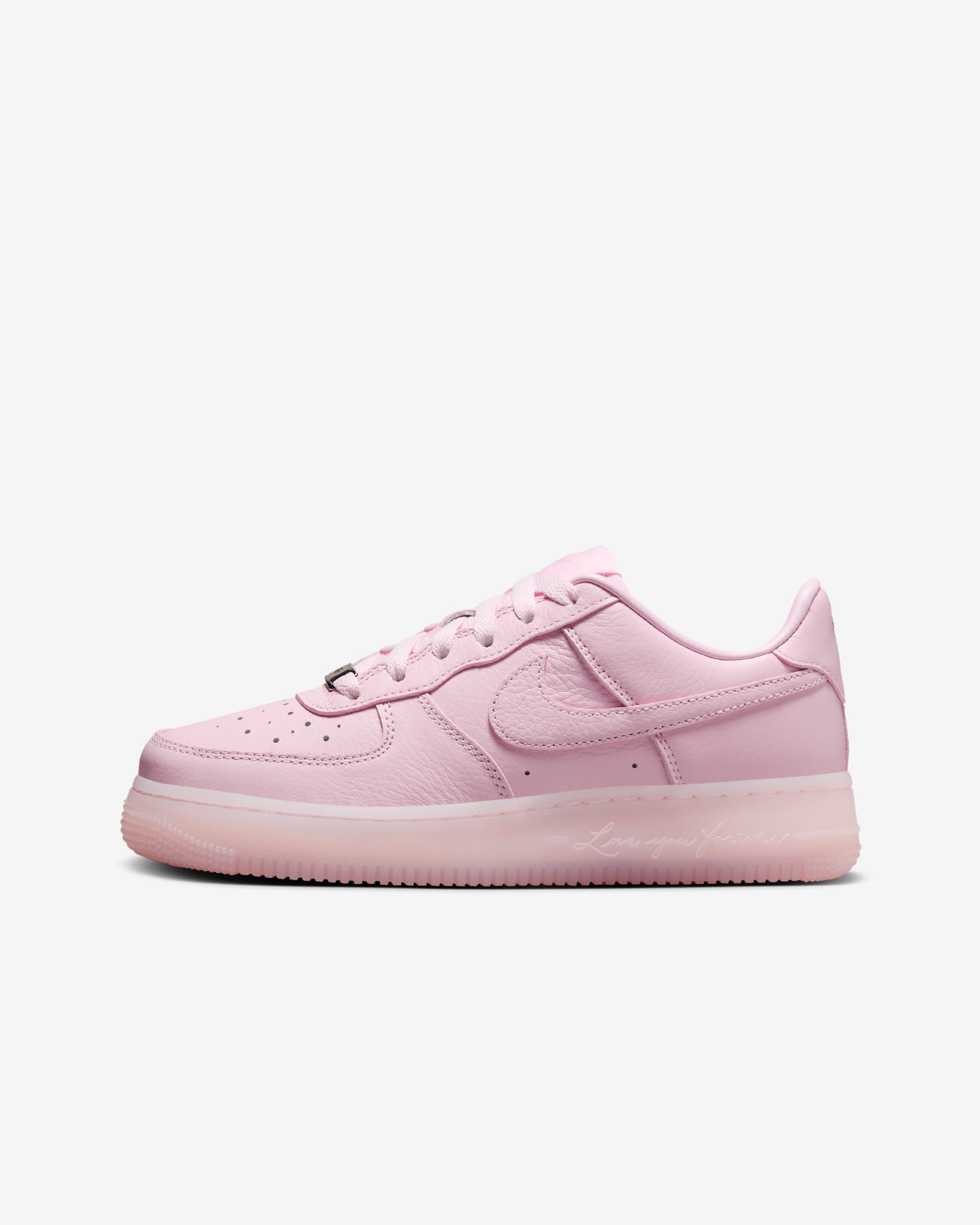 Tenis para niños grandes NOCTA Air Force 1 - Espuma rosa/Plata metalizado/Tinte cobalto