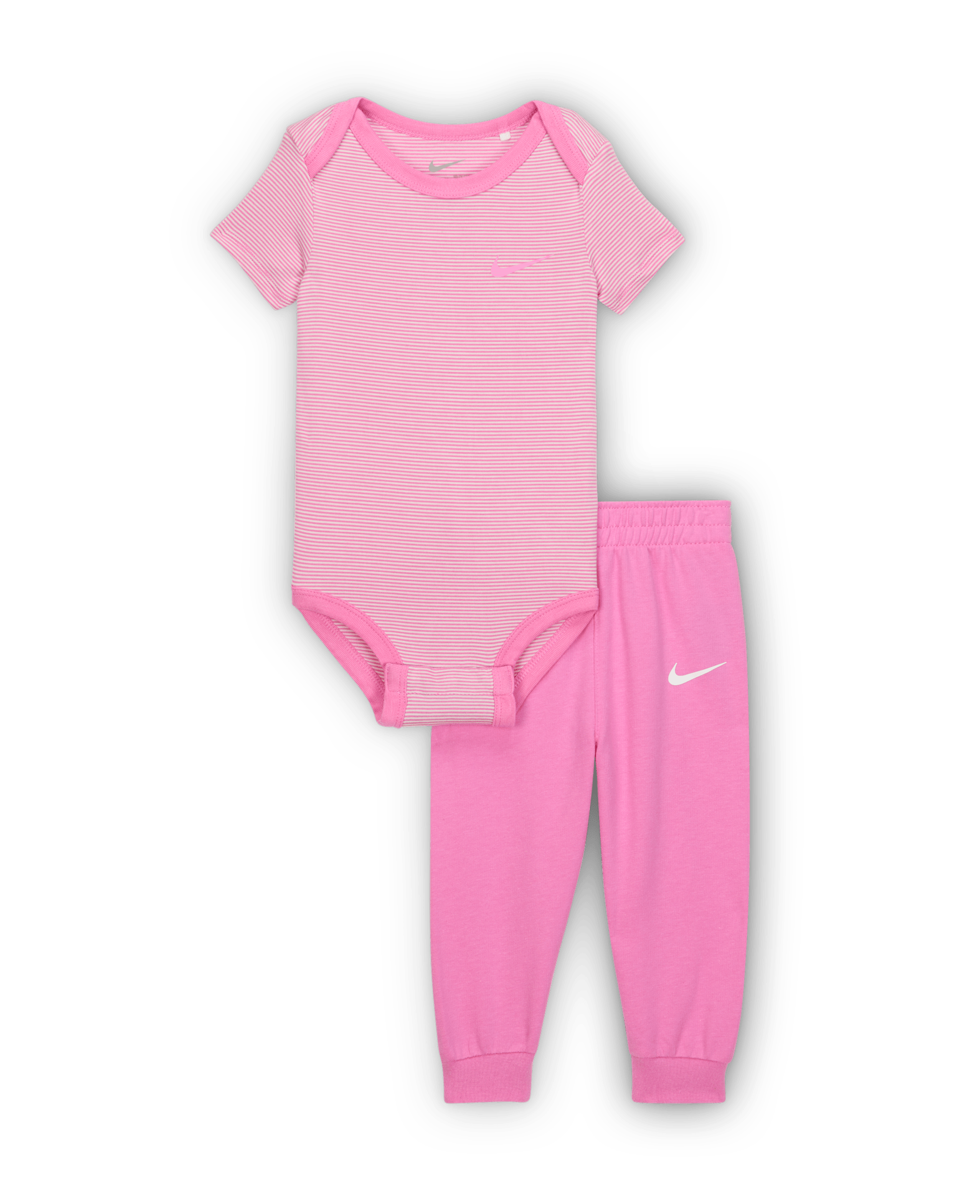 Nike Baby (0-6M) Striped Bodysuit and Joggers Set - Playful Pink