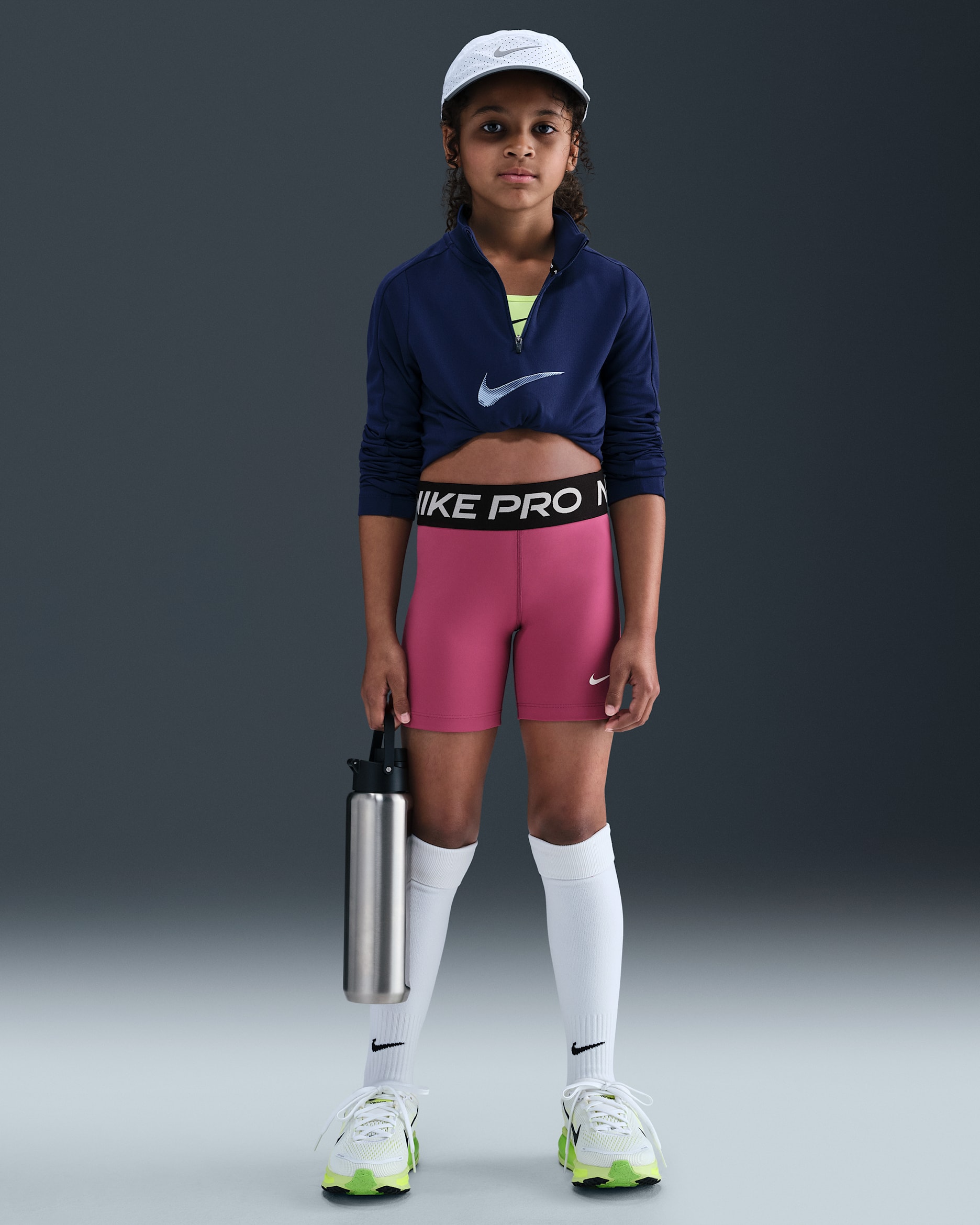 Nike Pro Girls' 5" Shorts - Sweet Beet/Black/White