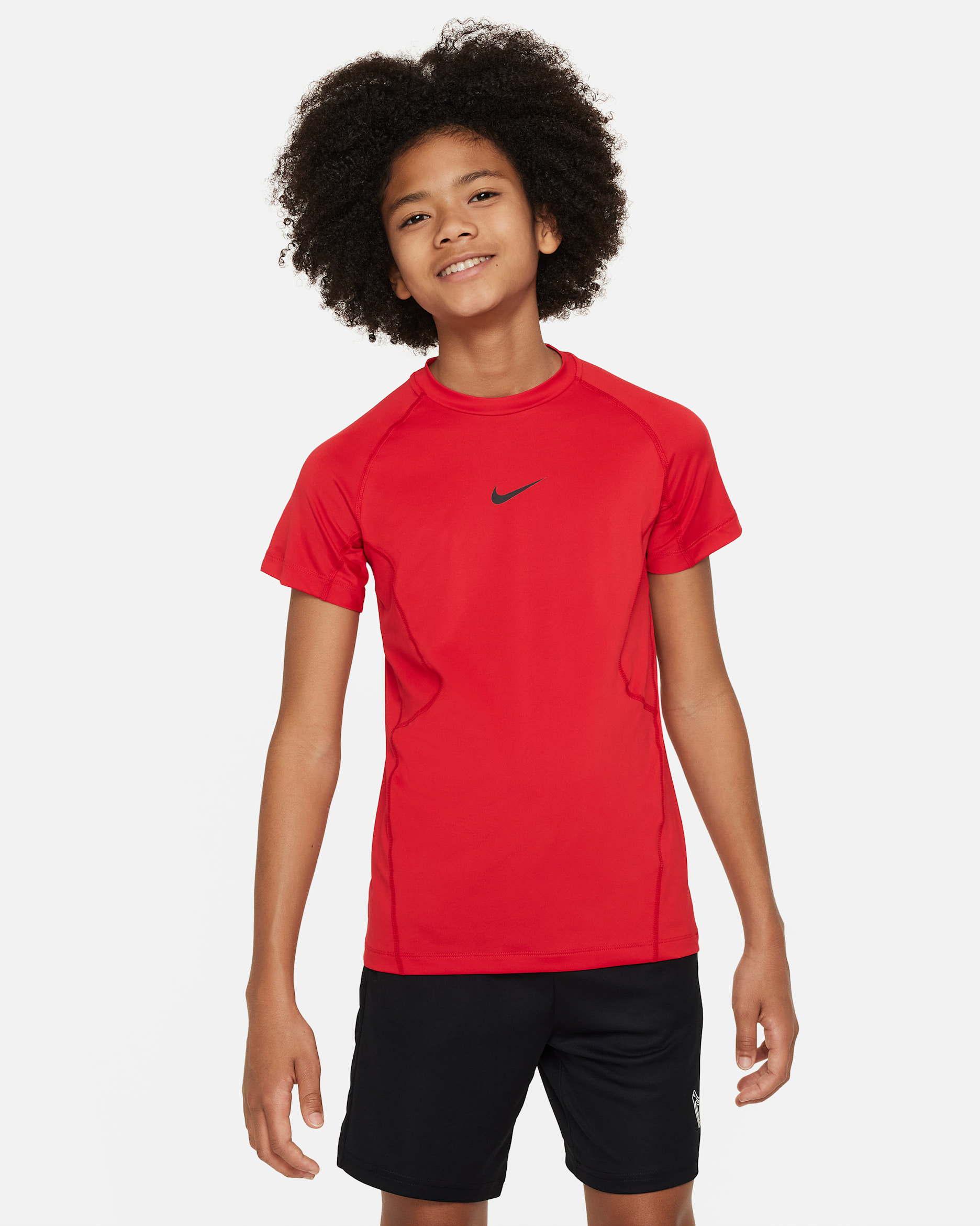 Nike Pro Big Kids' (Boys') Dri-FIT Short-Sleeve Top - University Red/Black