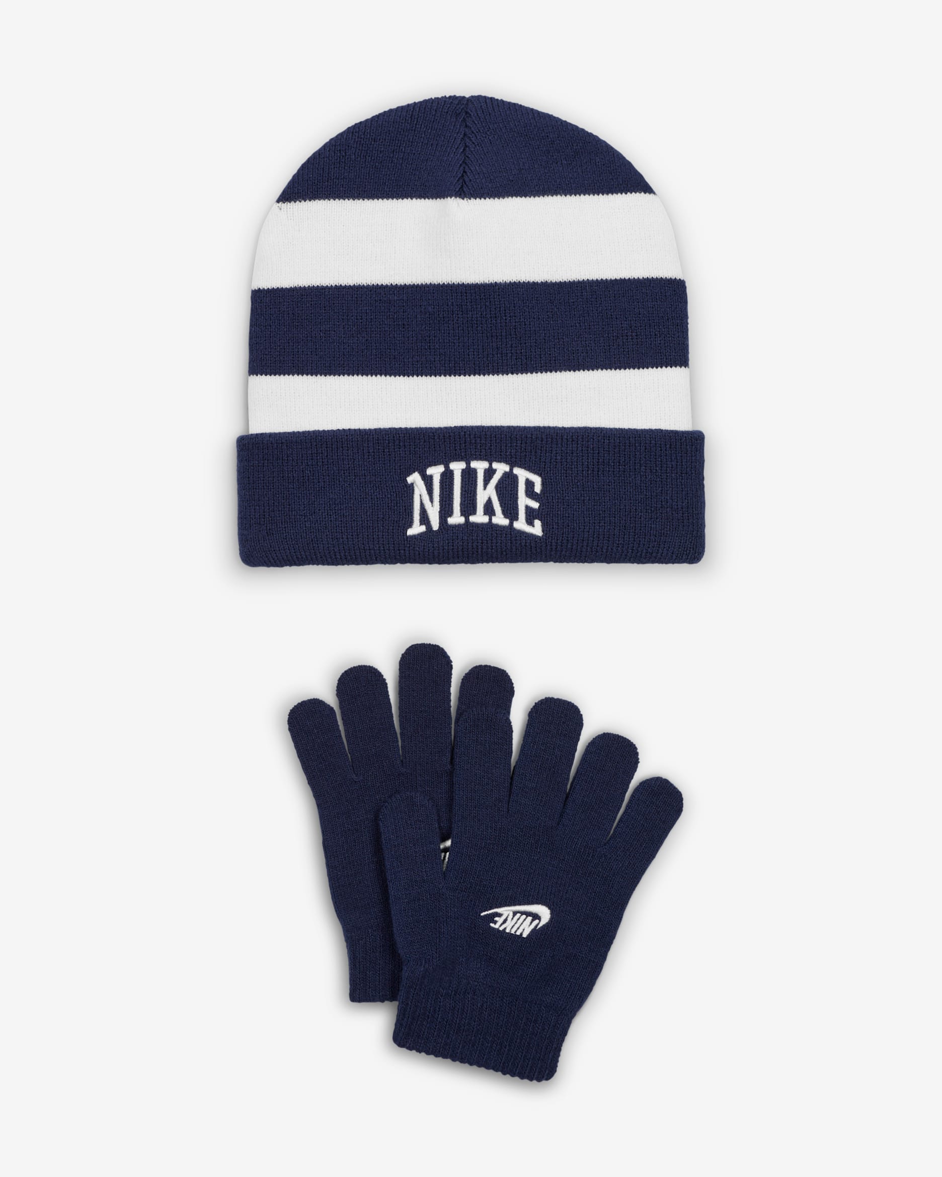 Conjunto de gorro de 2 piezas Chunky Raya Peak para niño talla grande Nike - Azul marino medianoche