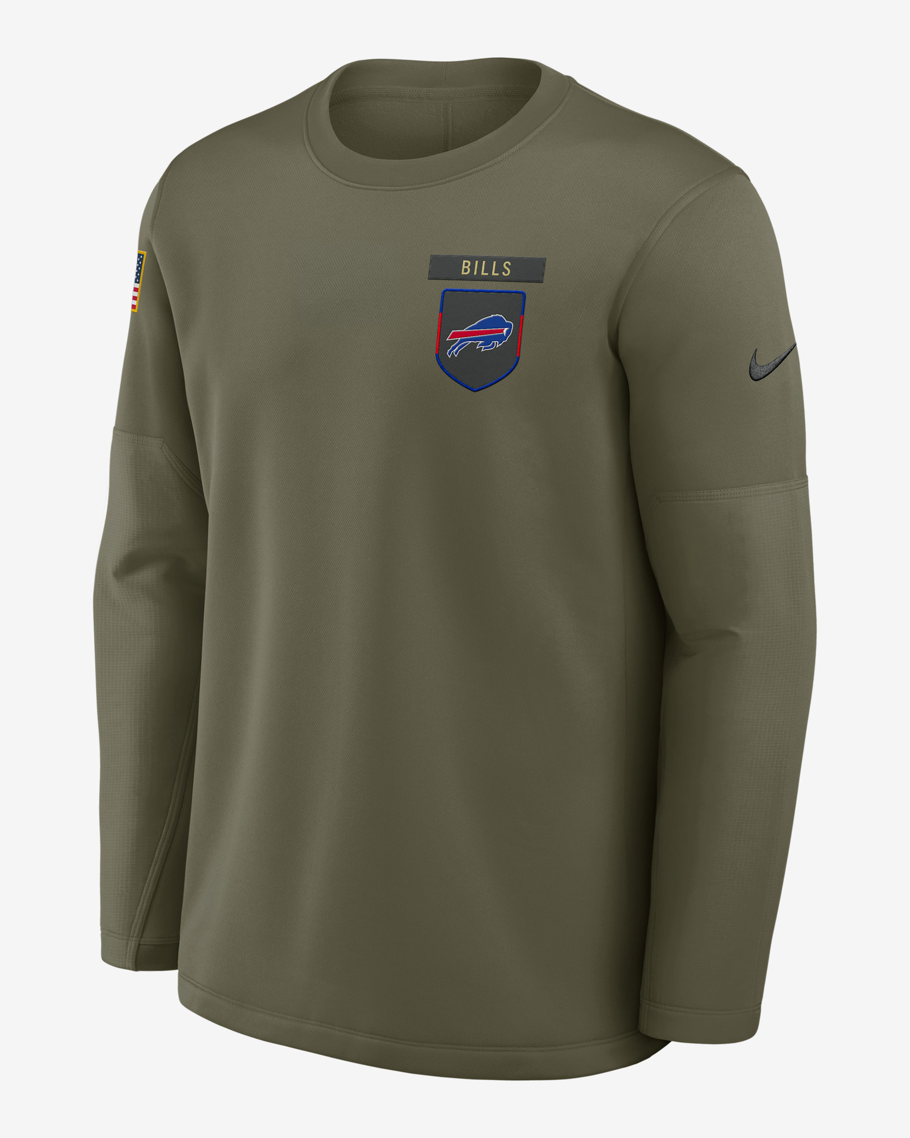 Buffalo Bills Salute to Service Sideline Triumphant Win Coach Men's Nike NFL Pullover Crew - Medium Olive