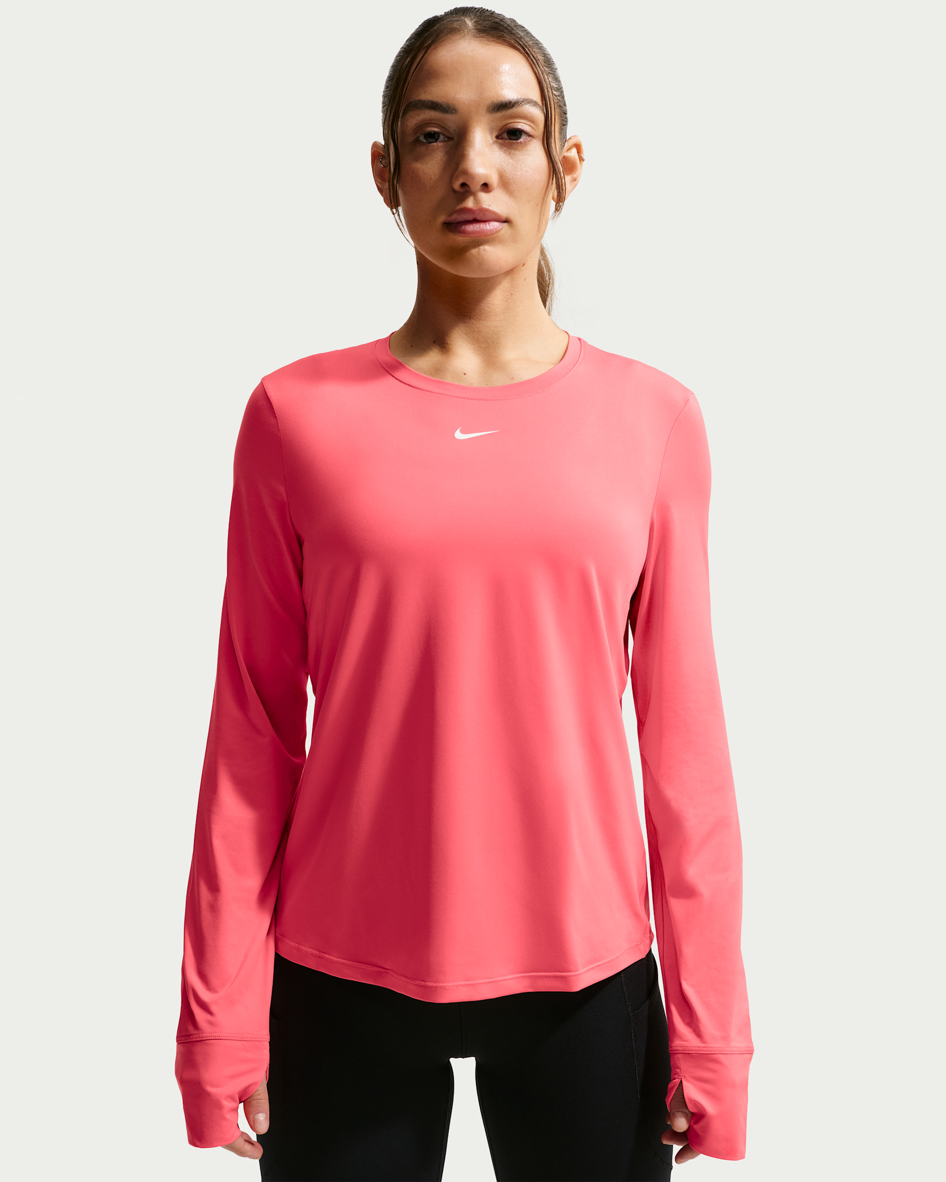 Nike One Classic Women's Dri-FIT Long-Sleeve Top - Sea Coral/White