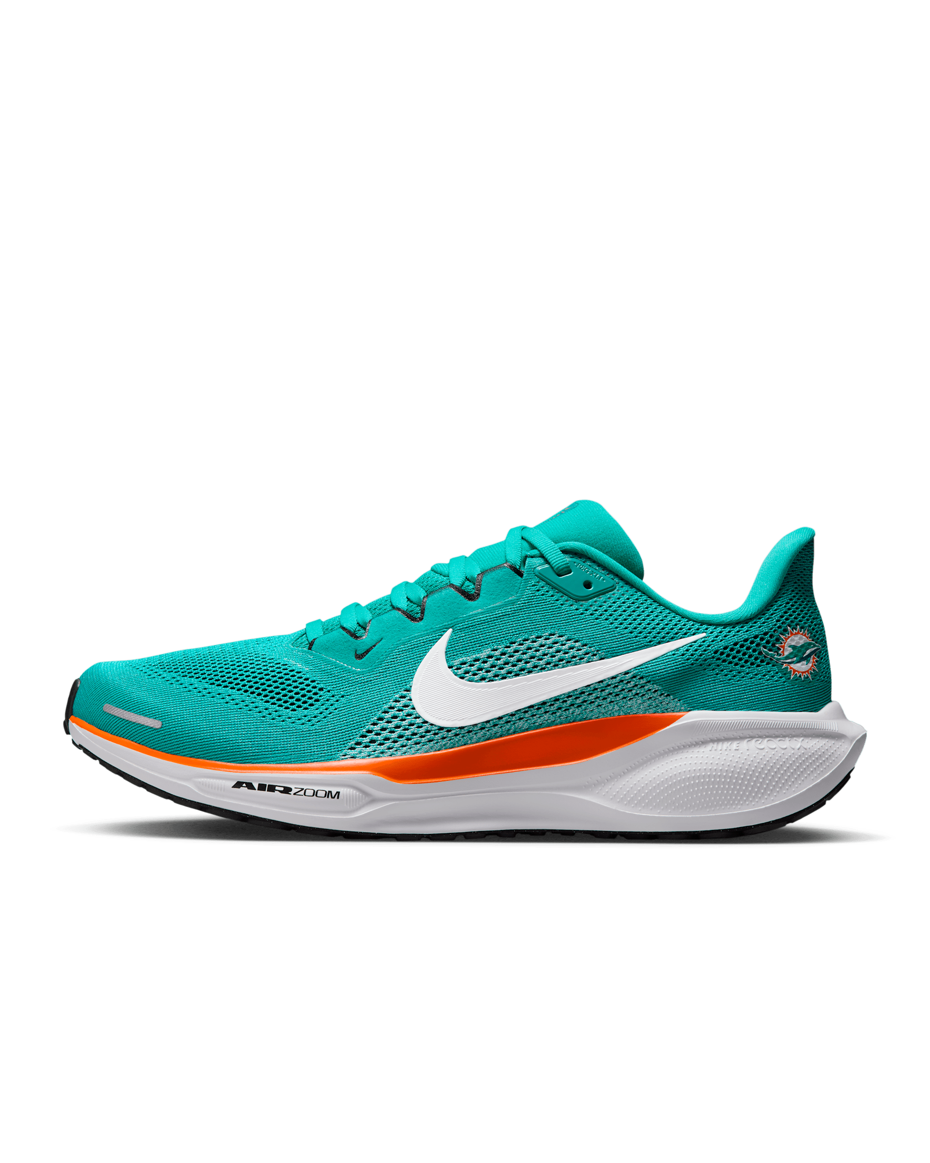 Tenis de correr en pavimento Nike de la NFL para hombre Miami Dolphins Pegasus 41 - Verde turbo/Naranja brillante/Negro