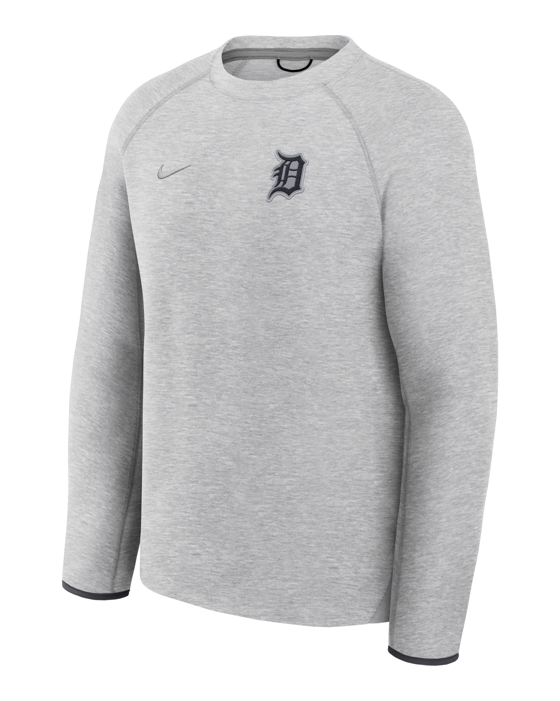 Detroit Tigers Tech Fleece Men's Nike MLB Pullover Crew - Charcoal Heather