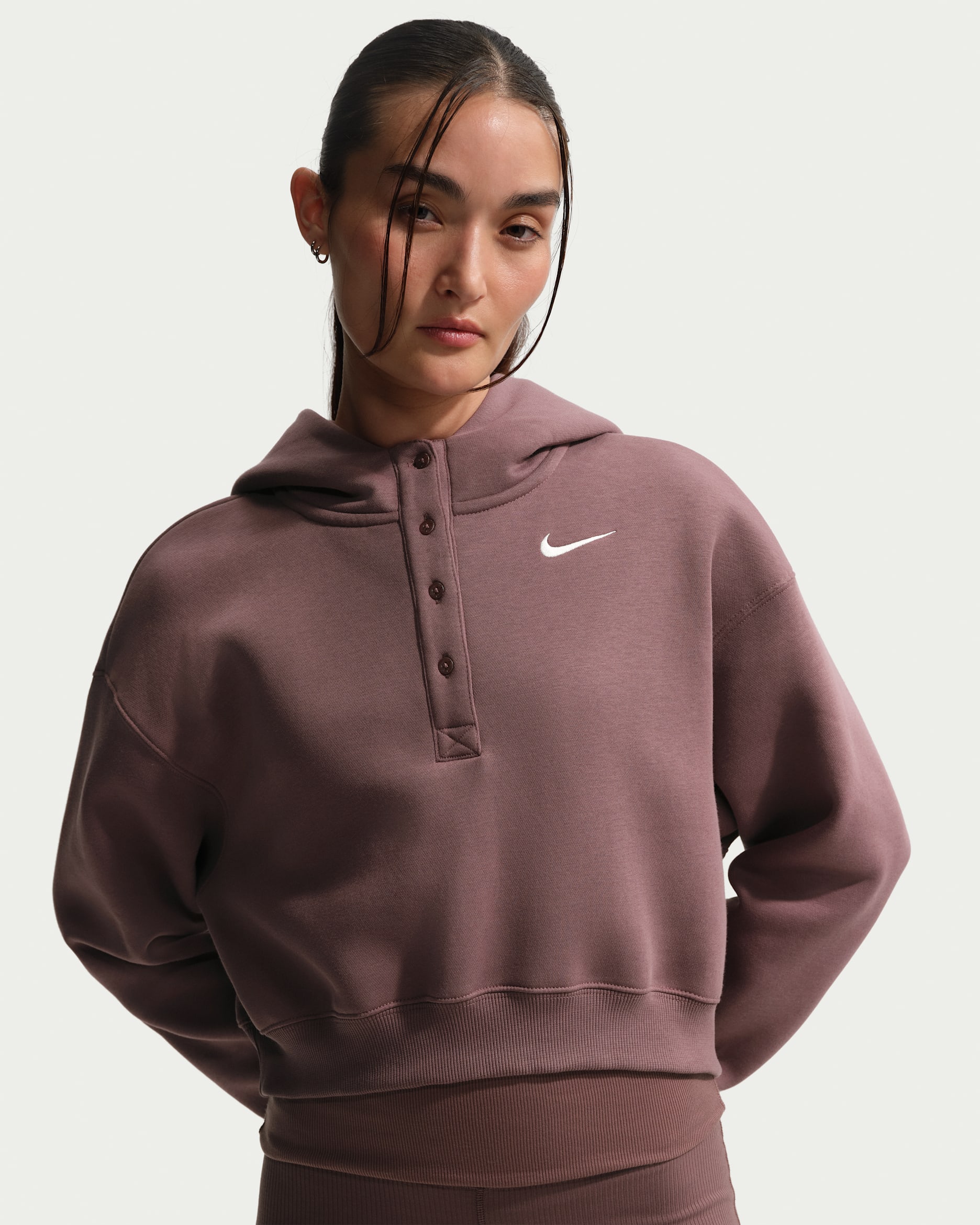Nike Phoenix Fleece Women's Oversized Cropped Hoodie - Tattoo/Sail