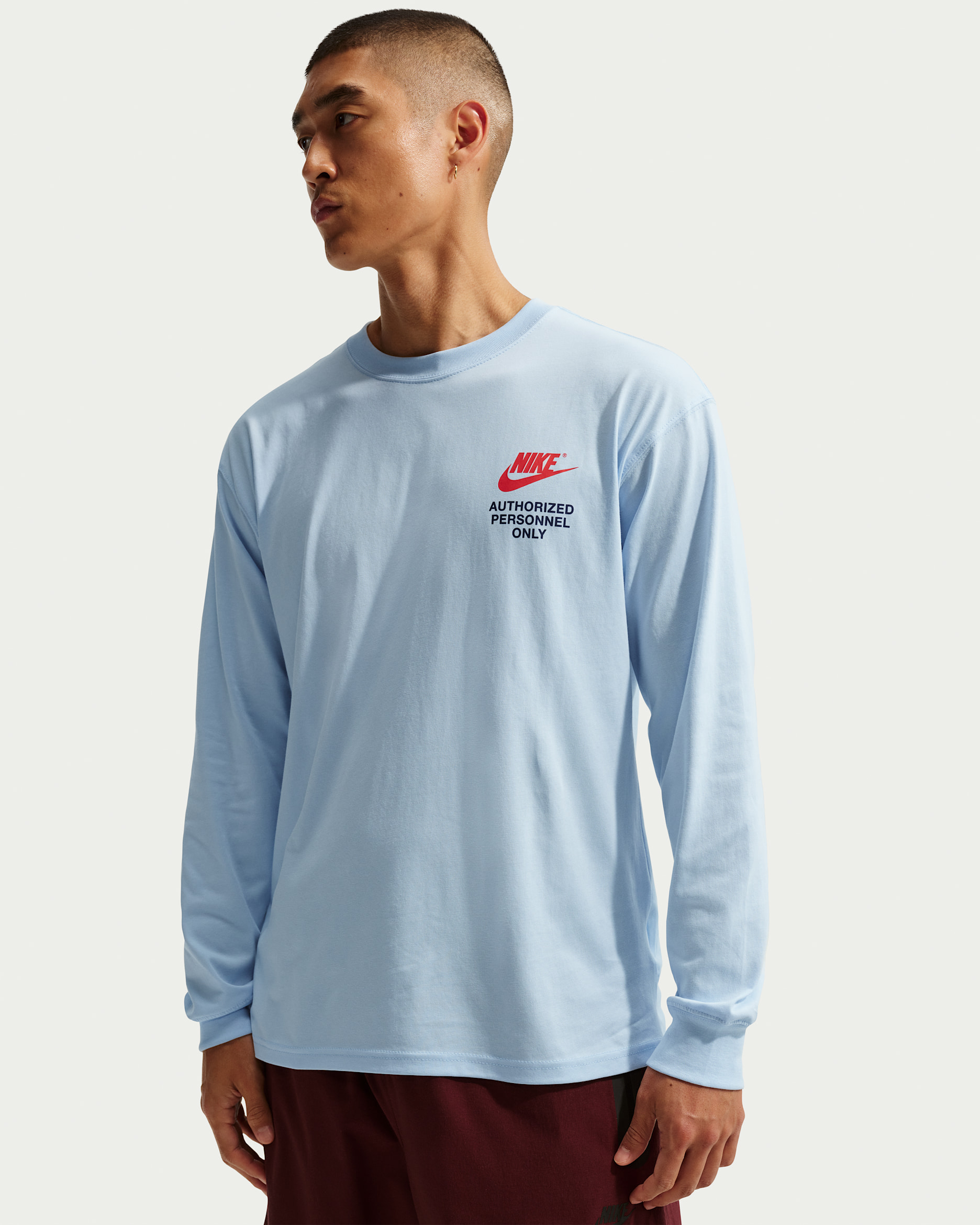 Nike Sportswear Men's Long-Sleeve Max90 T-Shirt - Celestine Blue/University Red