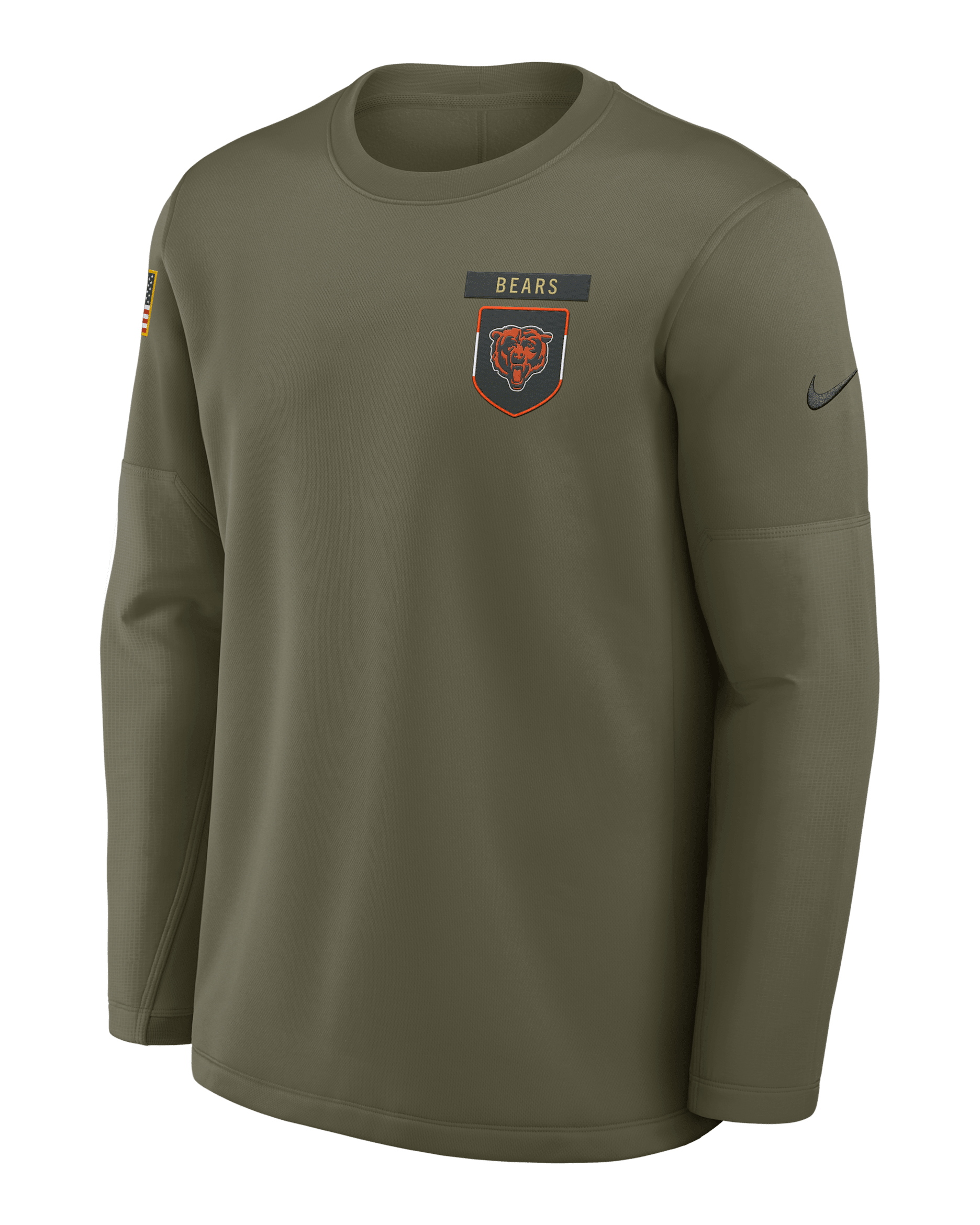 Chicago Bears Salute to Service Sideline Triumphant Win Coach Men's Nike NFL Pullover Crew - Medium Olive