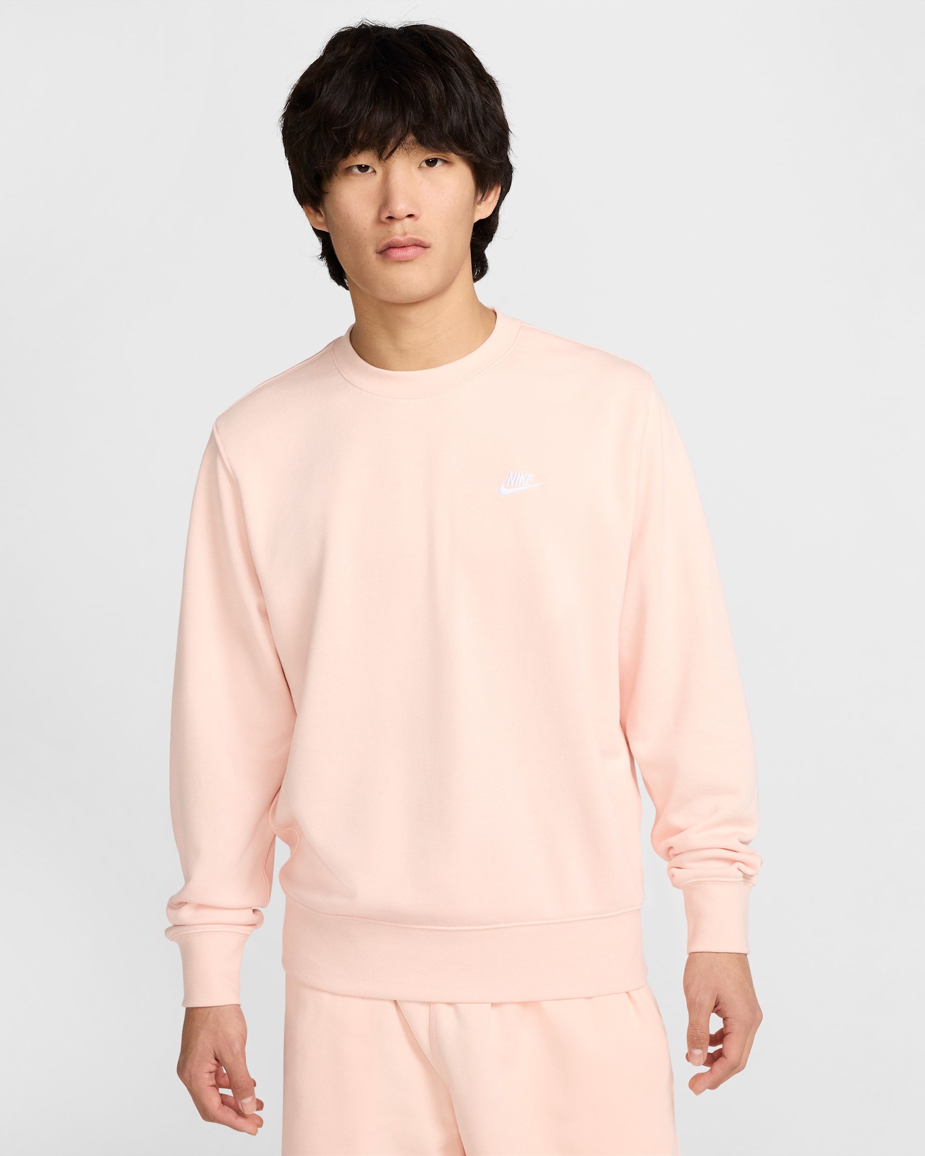 ナイキ クラブ メンズ フレンチ テリー クルー - ウォッシュドコーラル/ホワイト