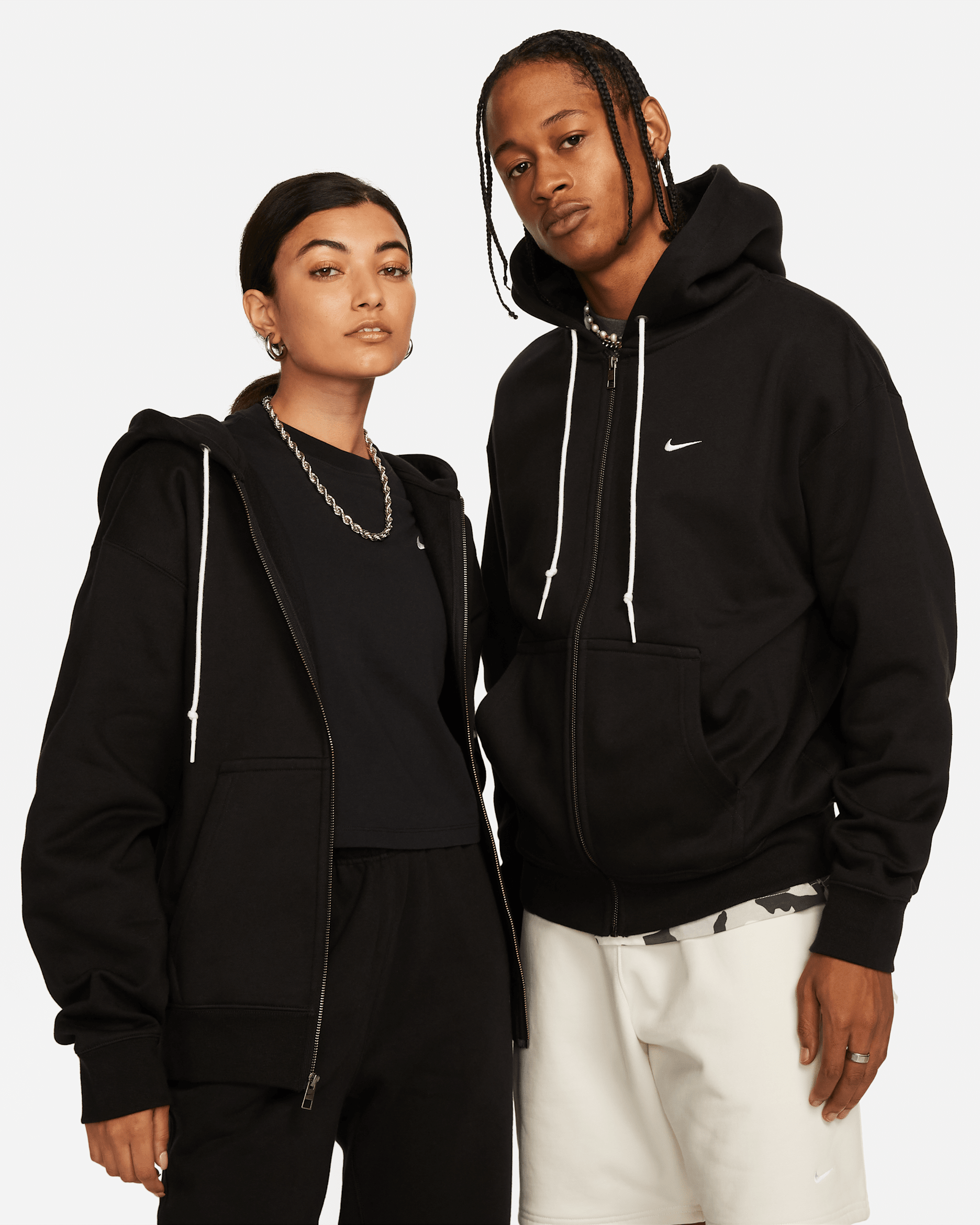 Nike Solo Swoosh Men's Full-Zip Hoodie - Black/White