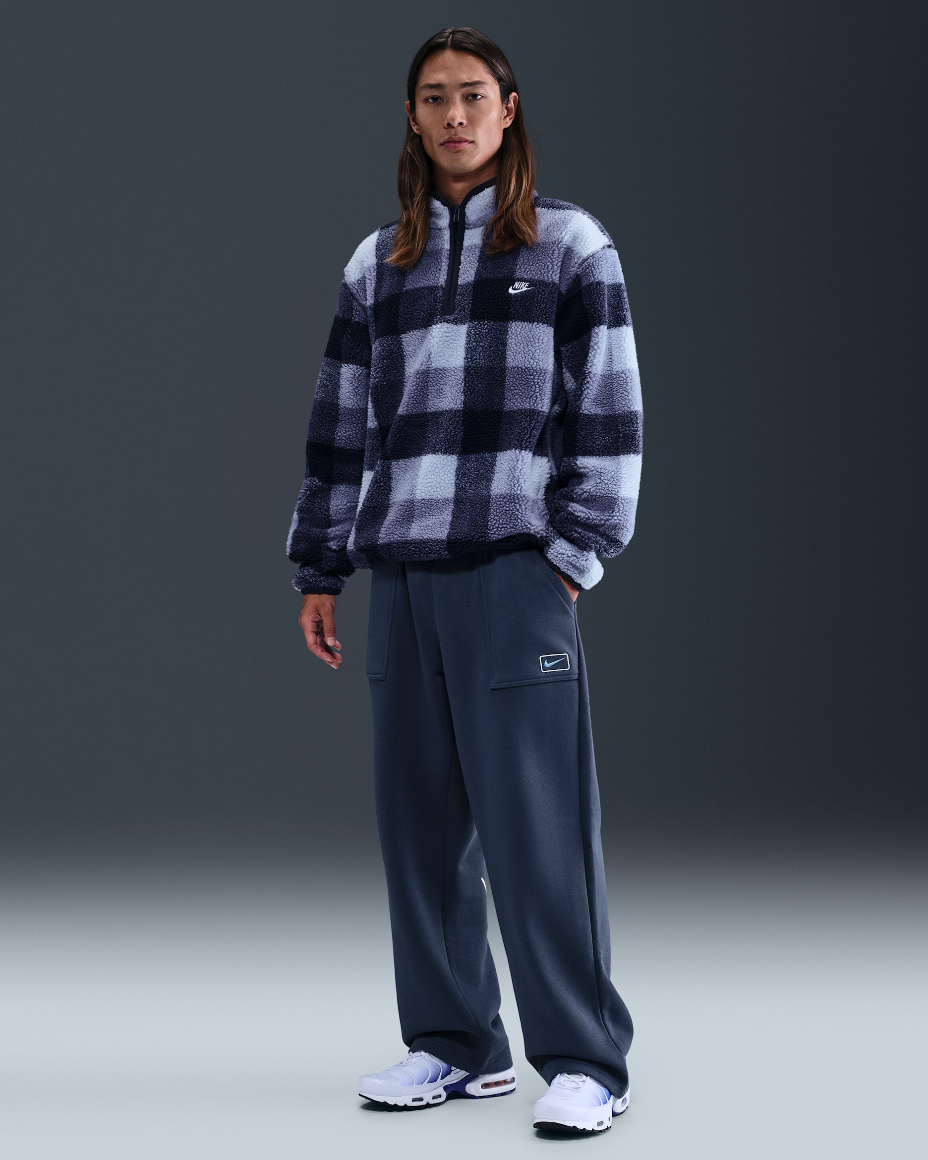Nike Sportswear Men's Open-Hem Graphic Fleece Trousers - Thunder Blue