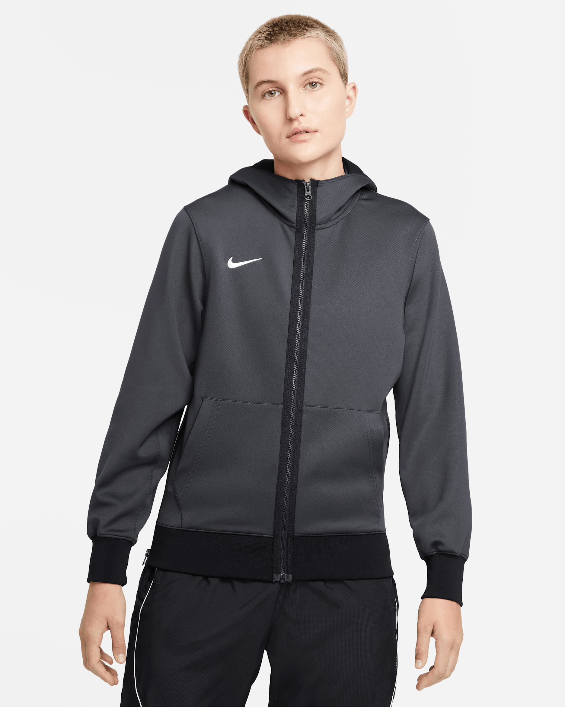 Sudadera con capucha de básquetbol con cierre completo para mujer Nike Dri-FIT Showtime - Antracita team/Negro team/Blanco