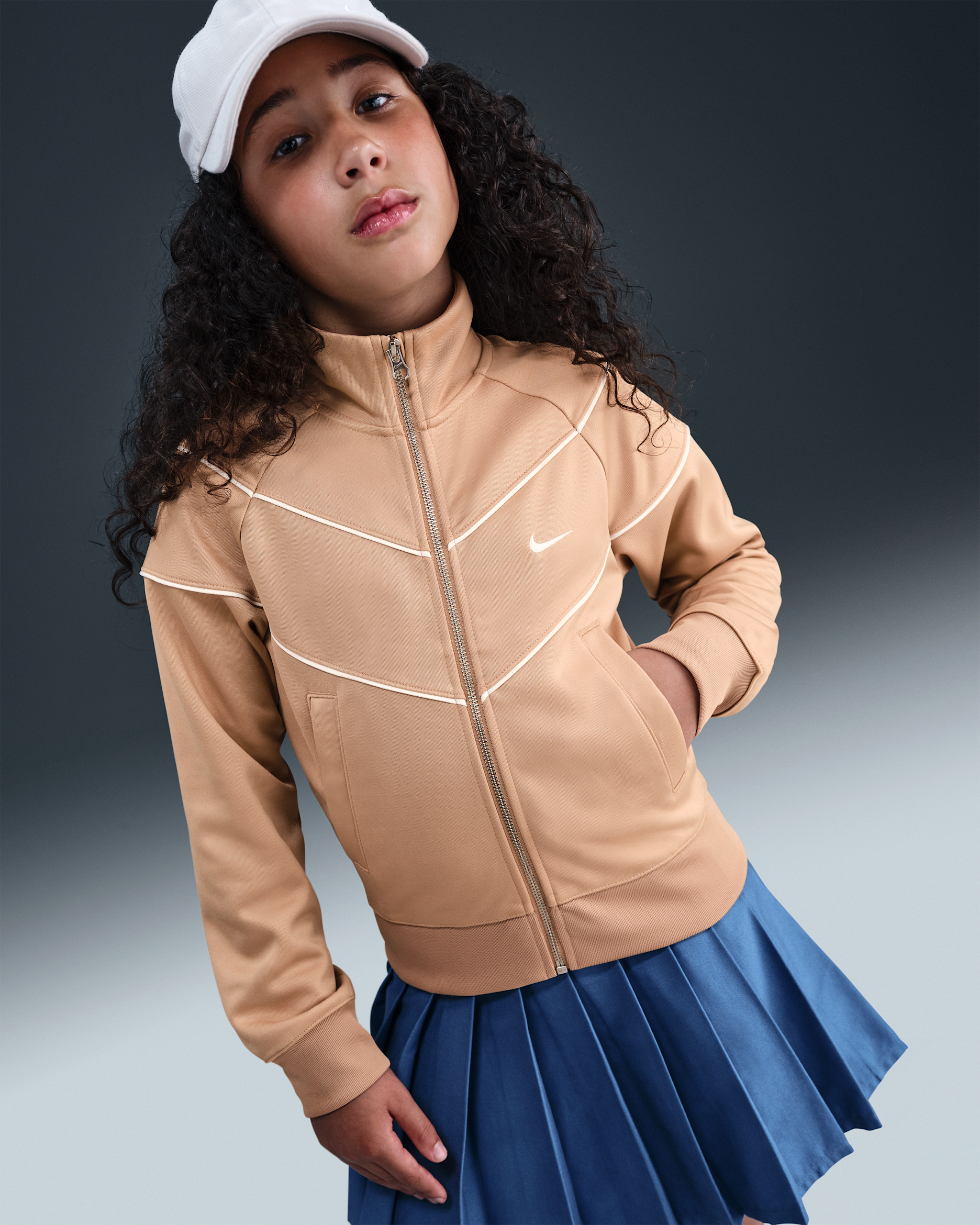 Nike Sportswear Older Kids' (Girls') Knit Tracksuit Jacket - Hemp/Sail/Sail