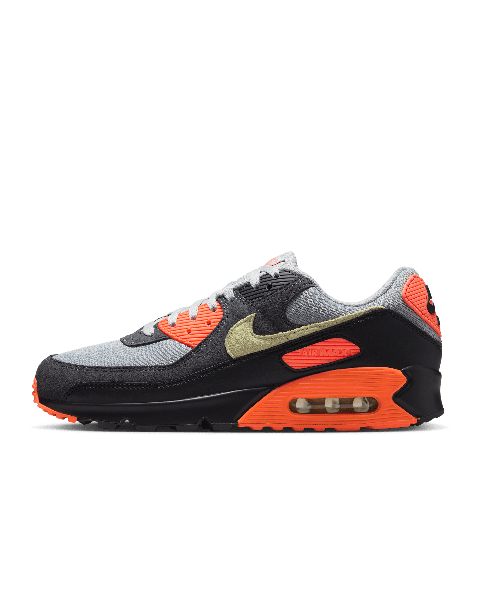 Nike Air Max 90 Erkek Ayakkabısı - Light Smoke Grey/Hyper Crimson/Siyah/Limelight