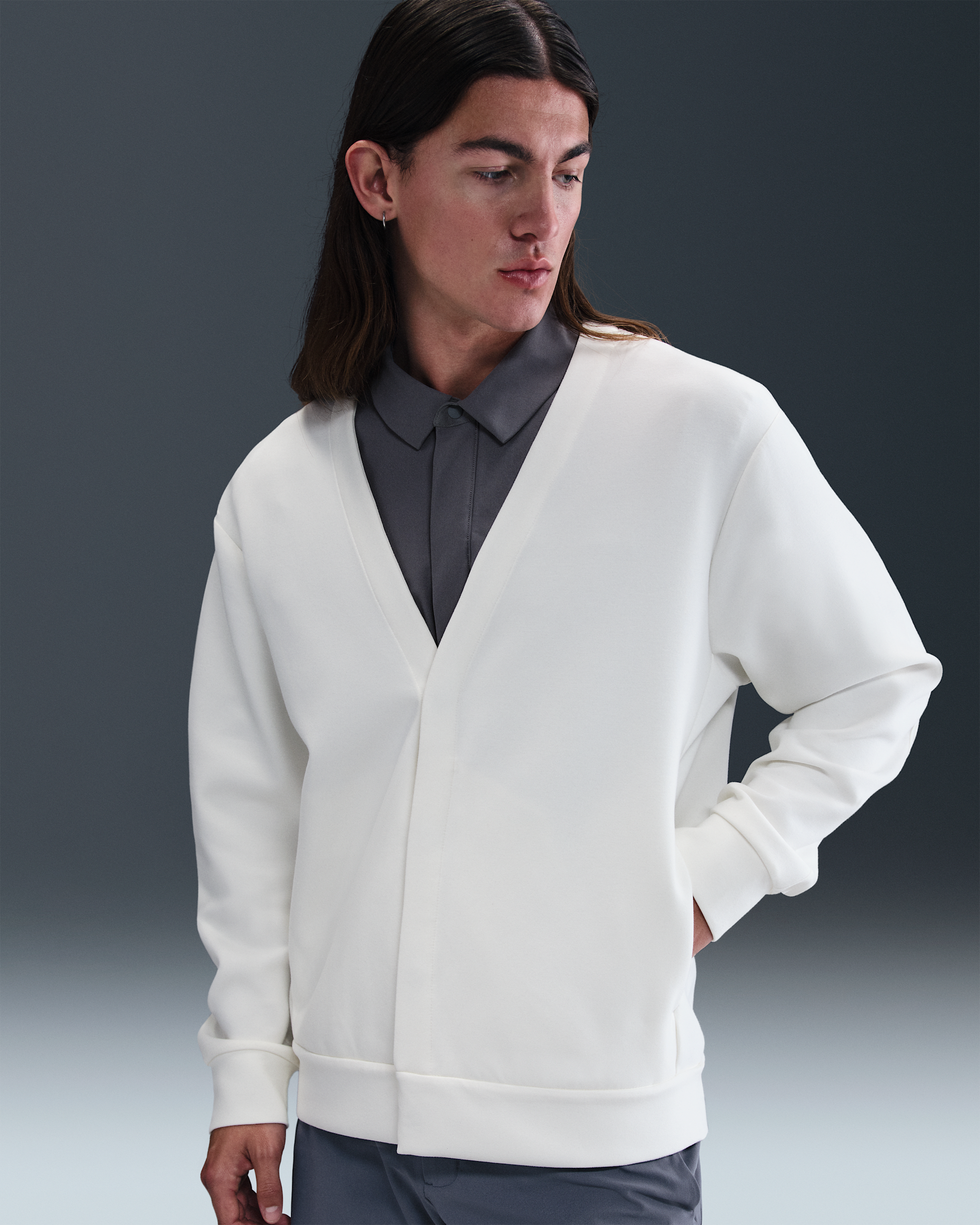 Nike 24.7 ImpossiblySoft Men's Cardigan - Sail/Light Bone