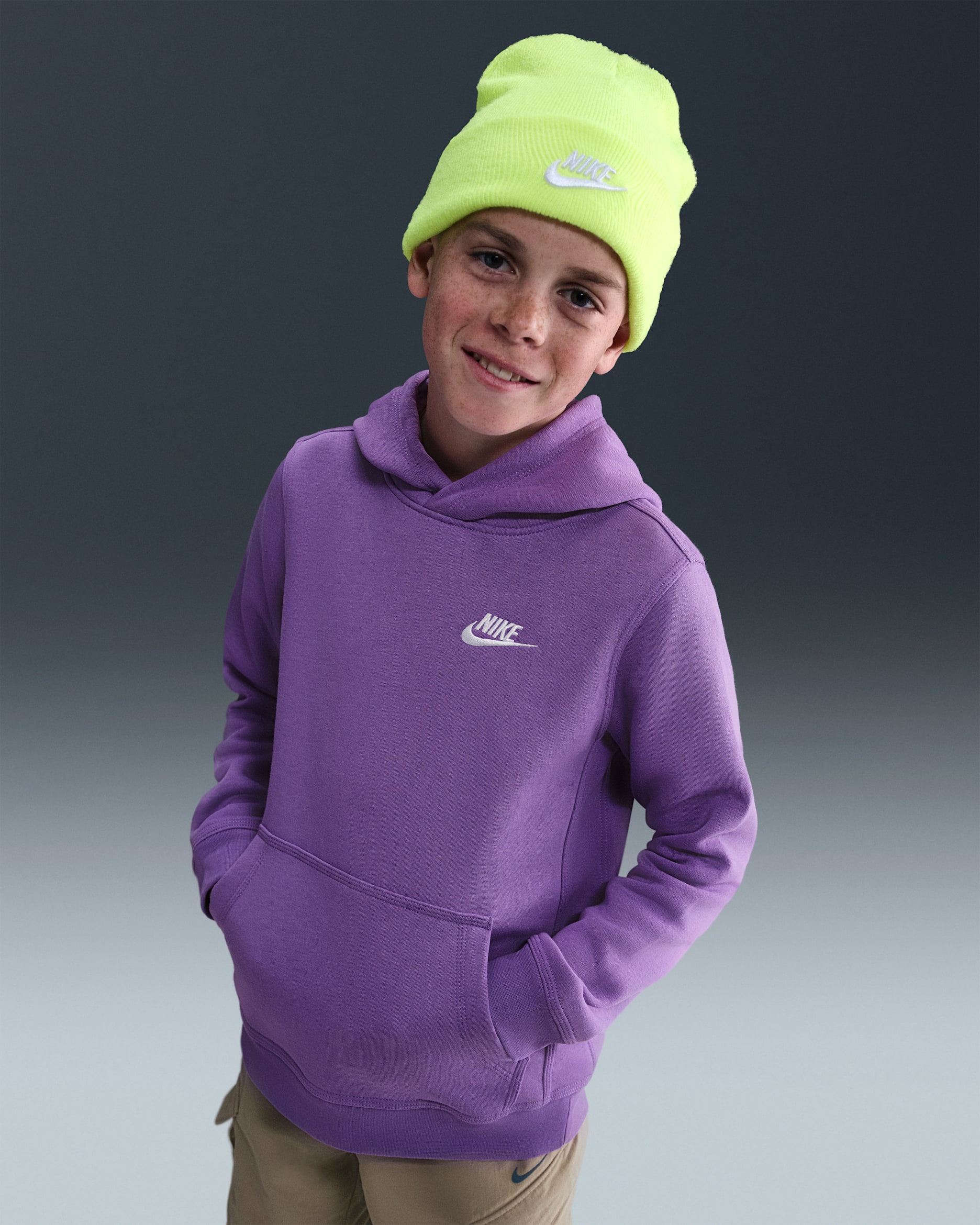 Sudadera con gorro sin cierre para niño talla grande Nike Sportswear Club - Frambuesa negro/Blanco