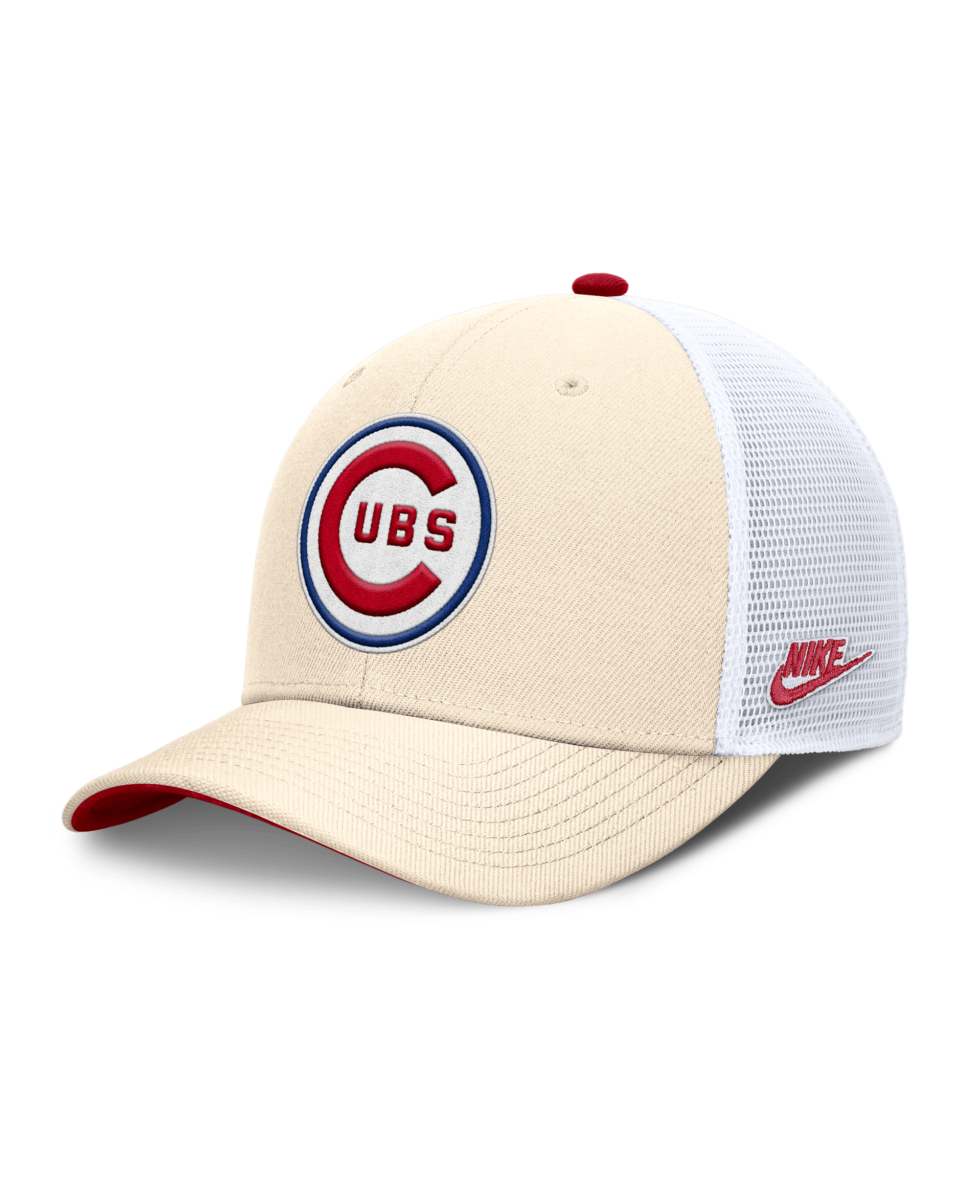 Chicago Cubs Cooperstown Rise Men's Nike Dri-FIT MLB Trucker Adjustable Hat - Natural