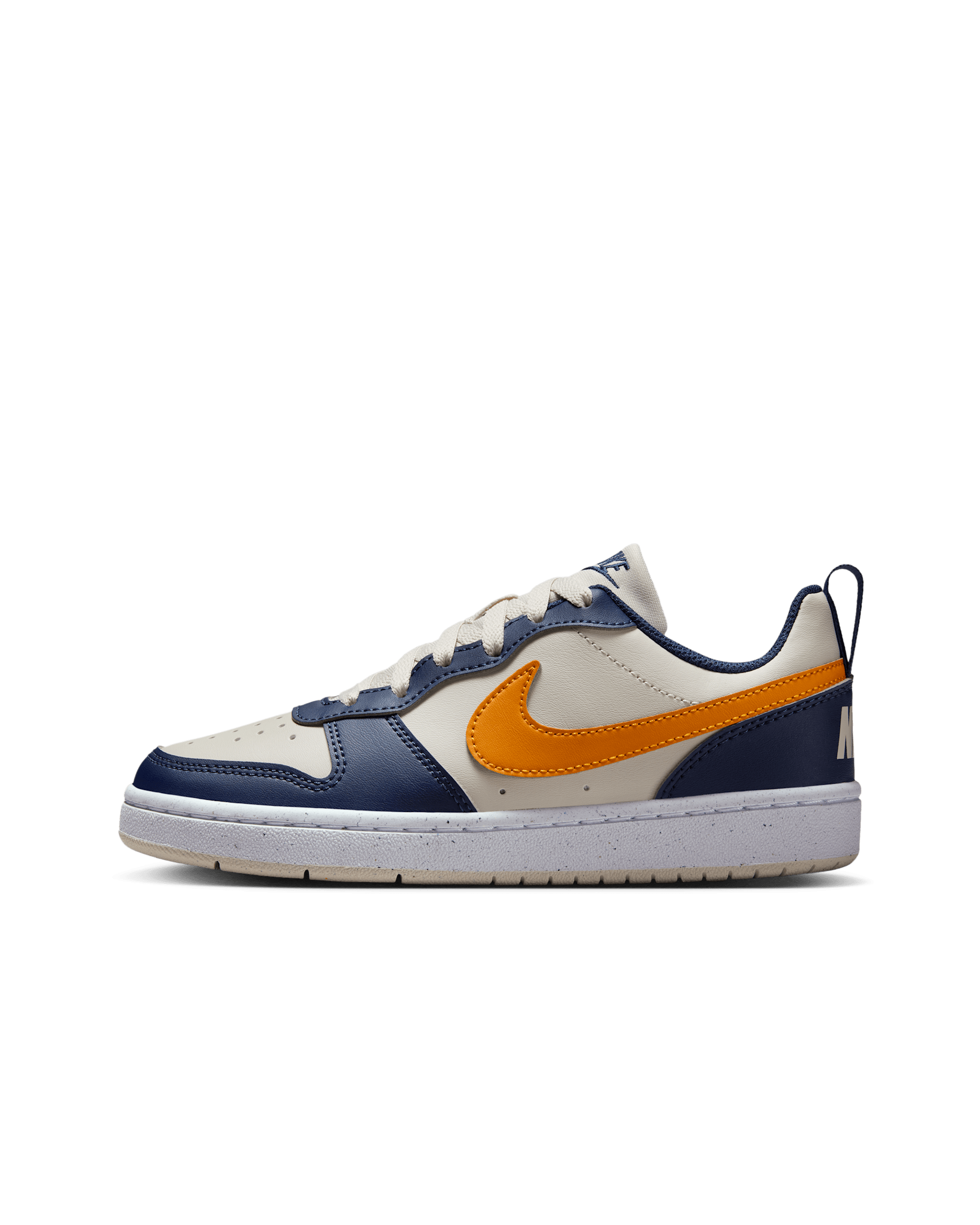 Nike Court Borough Low Recraft Big Kids' Shoes - Light Orewood Brown/Midnight Navy/White/Orange Peel