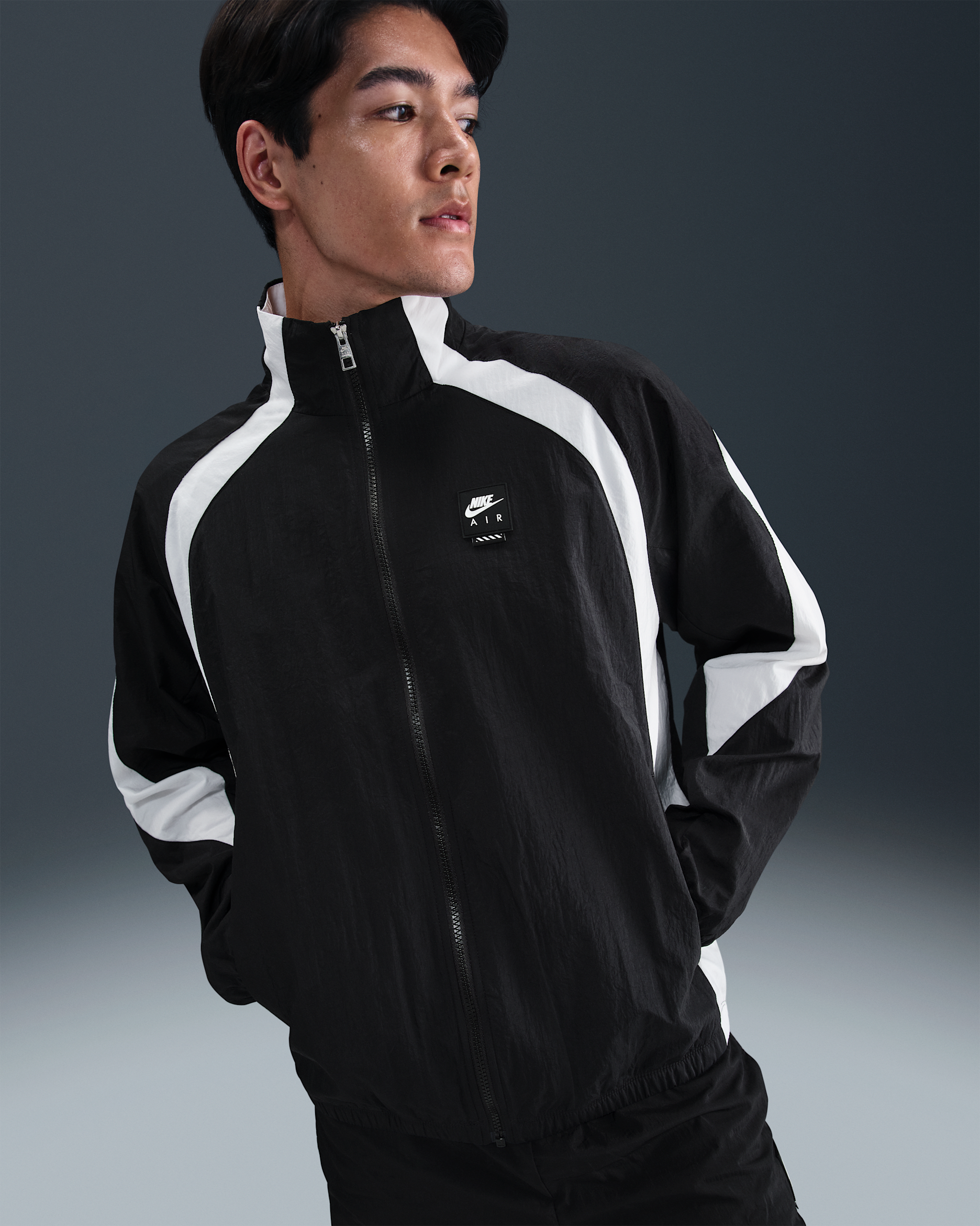 Nike Air Men's Woven Tracksuit Jacket - Black/White/Black