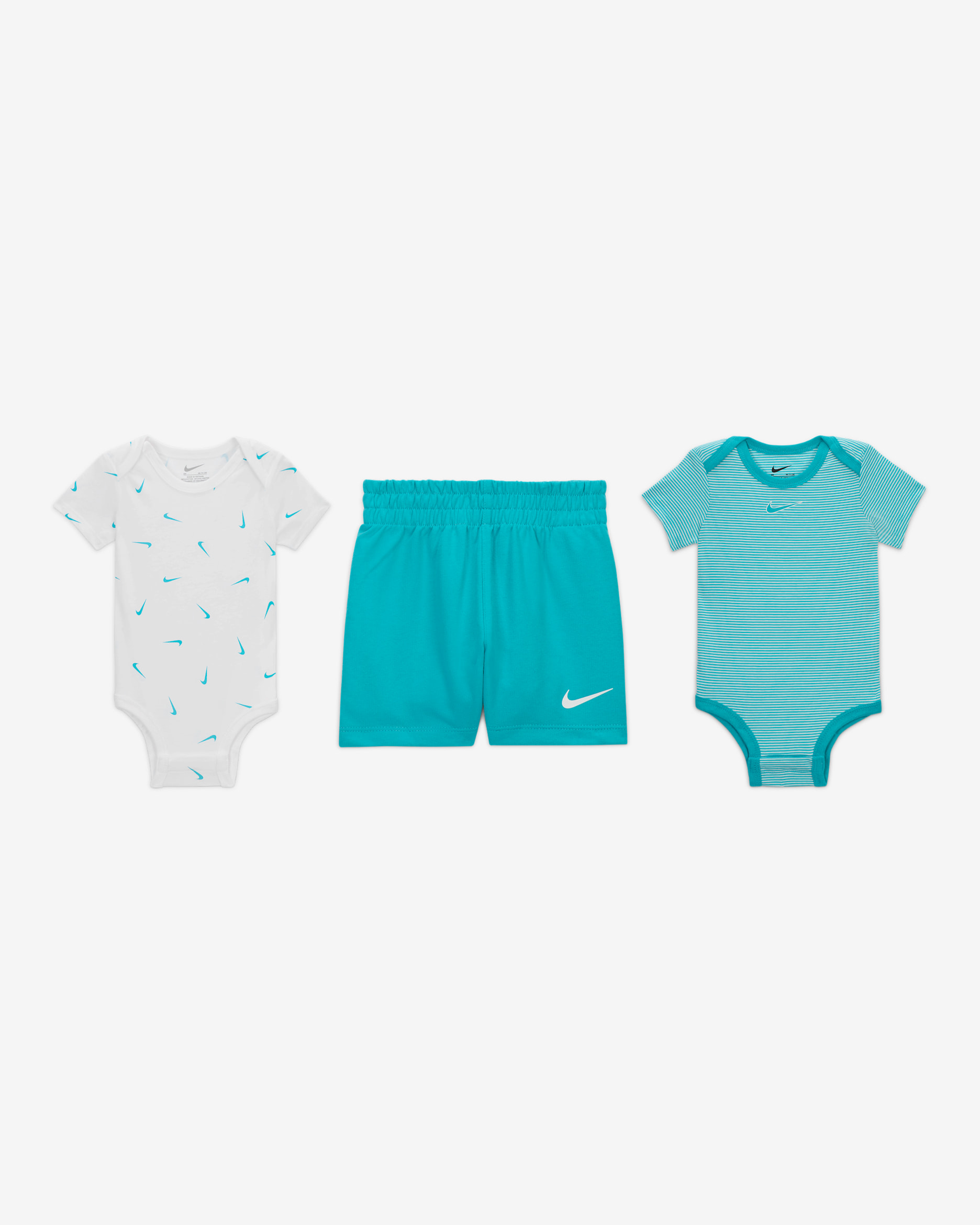 Conjunto de tres piezas Swooshfetti a rayas para bebé (0-9 meses) Nike Essentials - Cactus empolvado