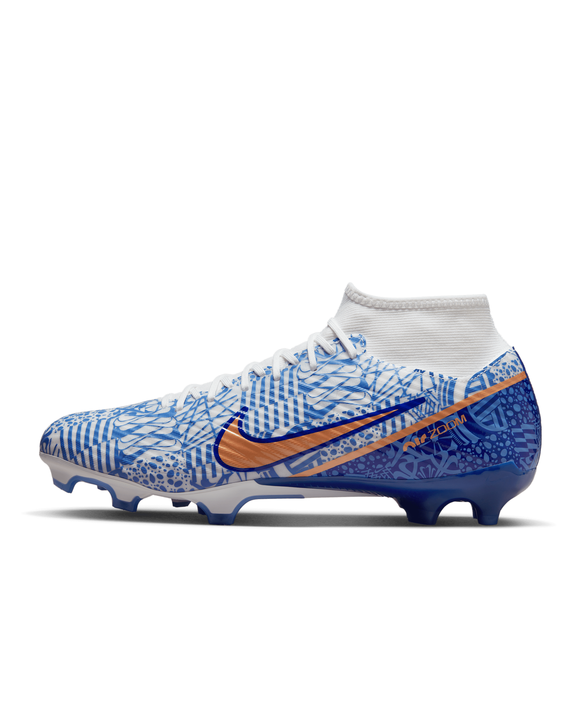 Nike Zoom Mercurial Superfly 9 Academy CR7 MG Multi-Ground Football Boot - White/Concord/Medium Blue/Metallic Copper