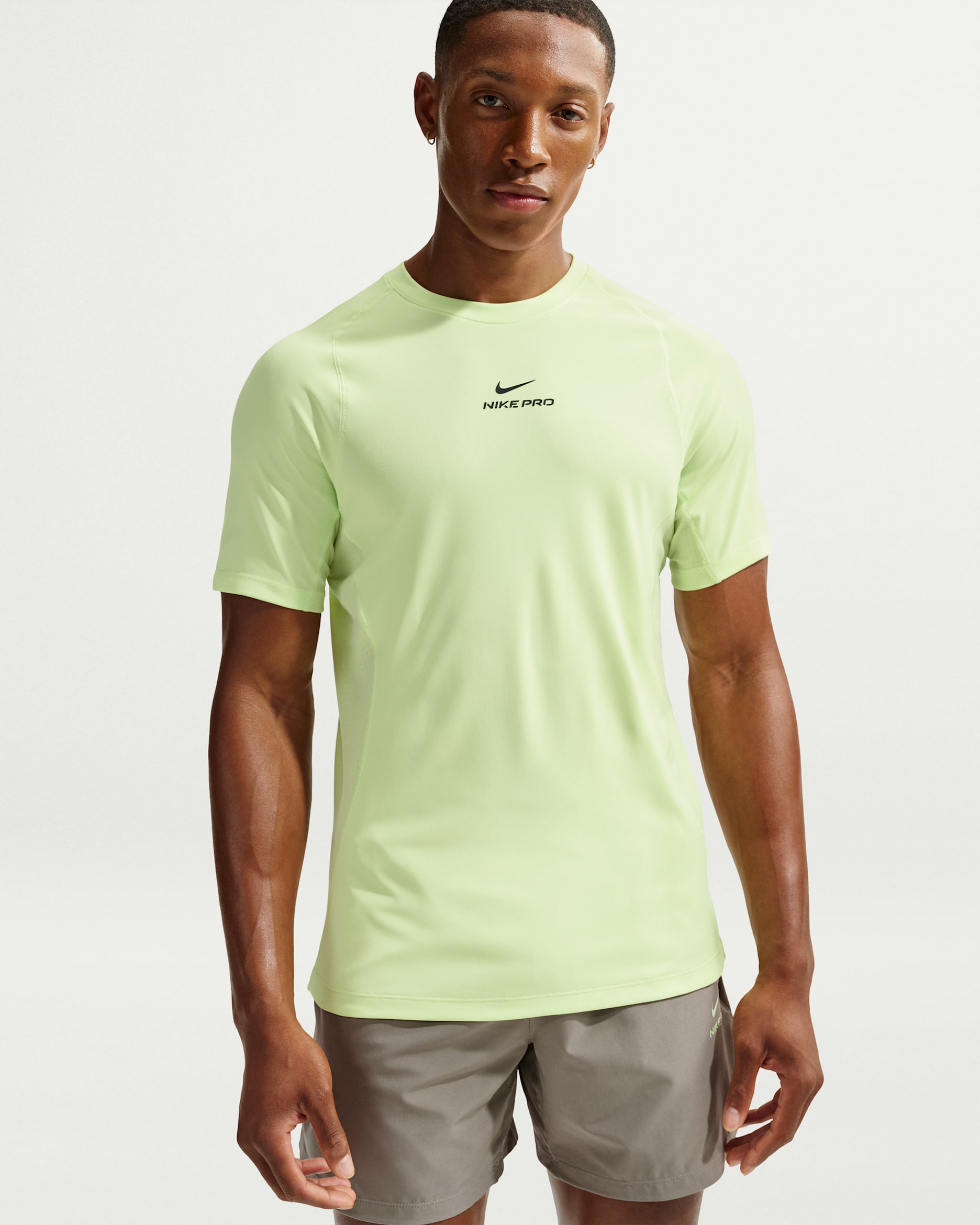 Nike Pro Training Men's Dri-FIT Short-Sleeve Top - Light Liquid Lime/Black