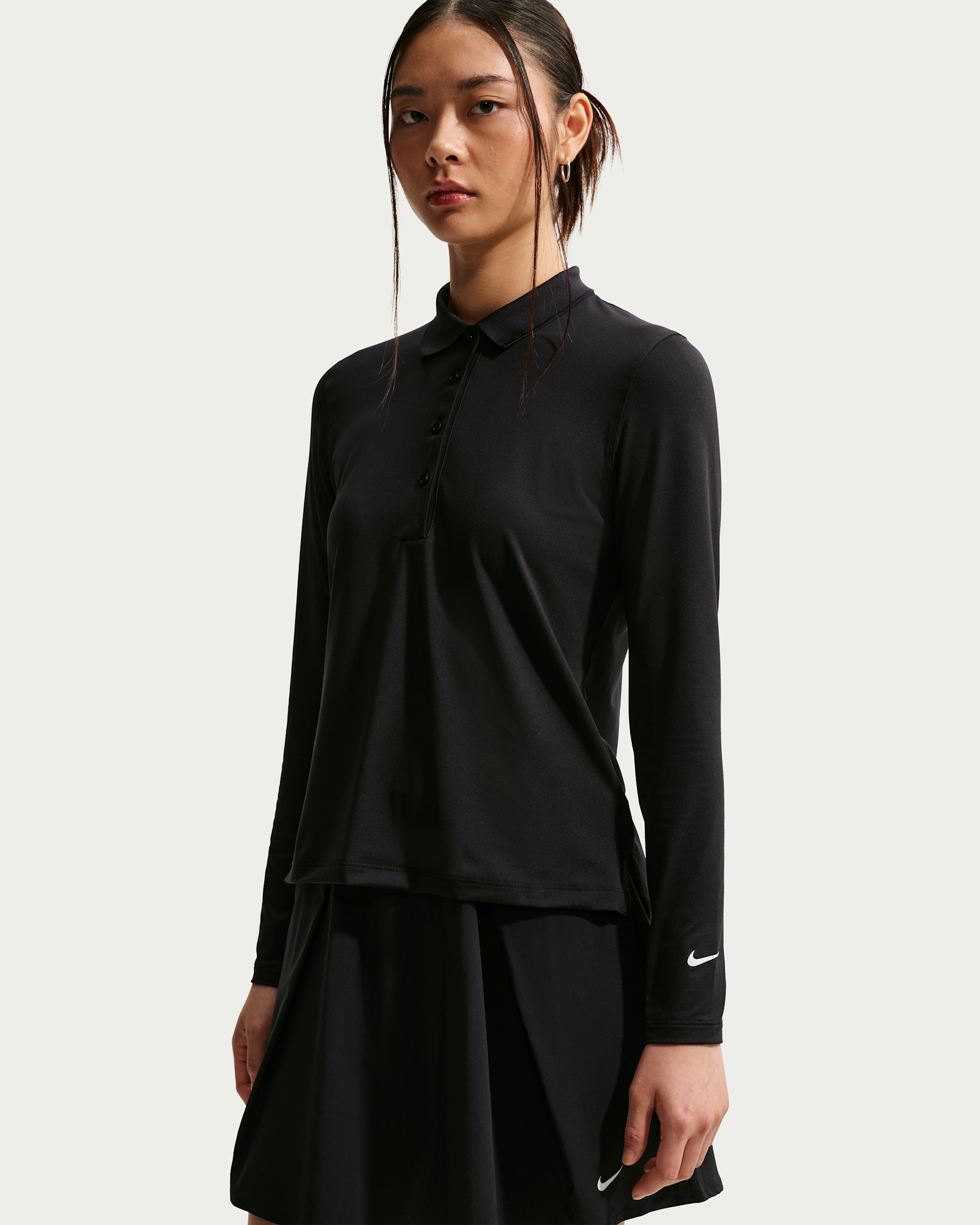 나이키 골프 클럽 여성 드라이 핏 UV 긴팔 골프 폴로 - 블랙/세일
