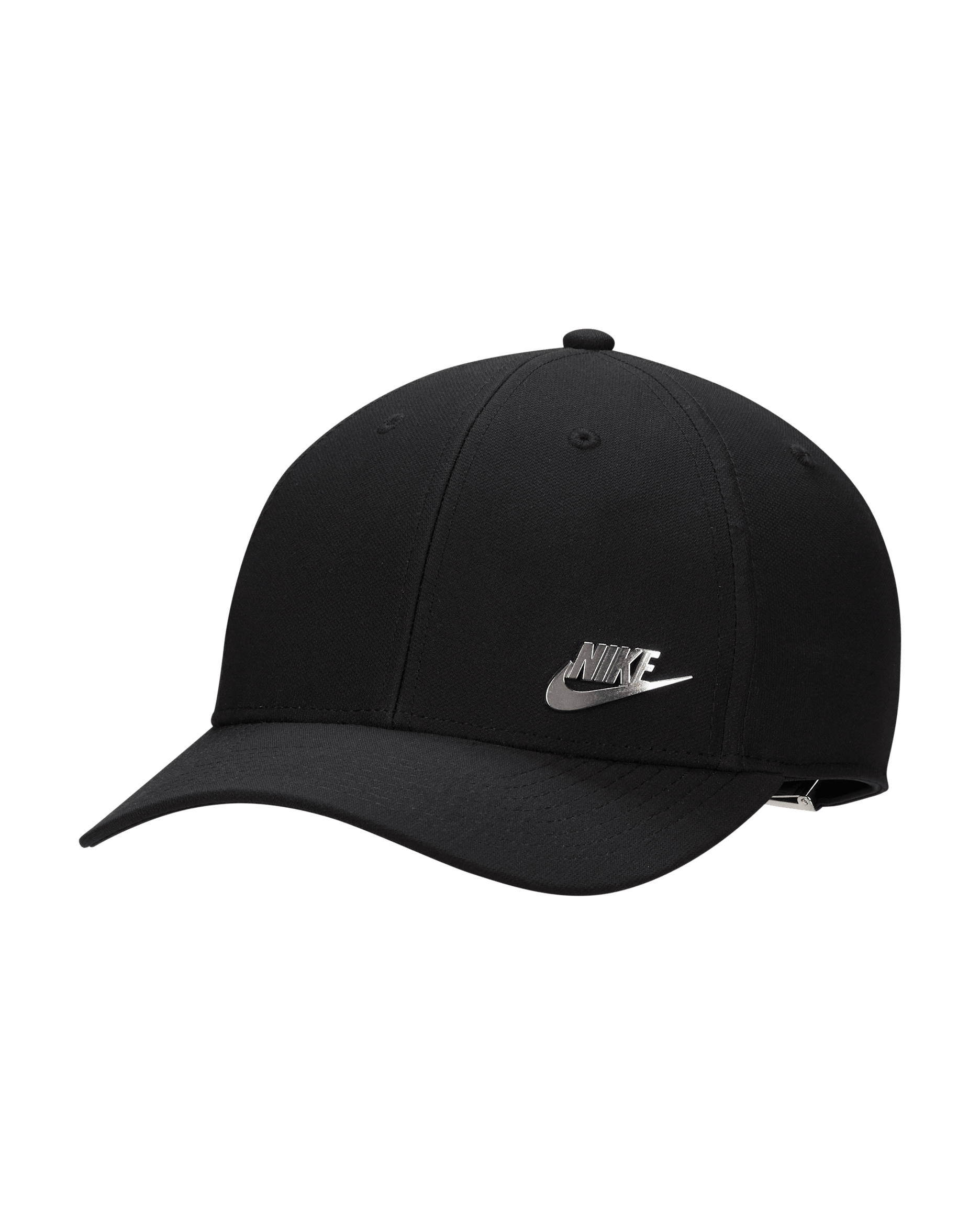 Nike Dri-FIT Club Structured Metal Logo Cap - Black/Metallic Silver
