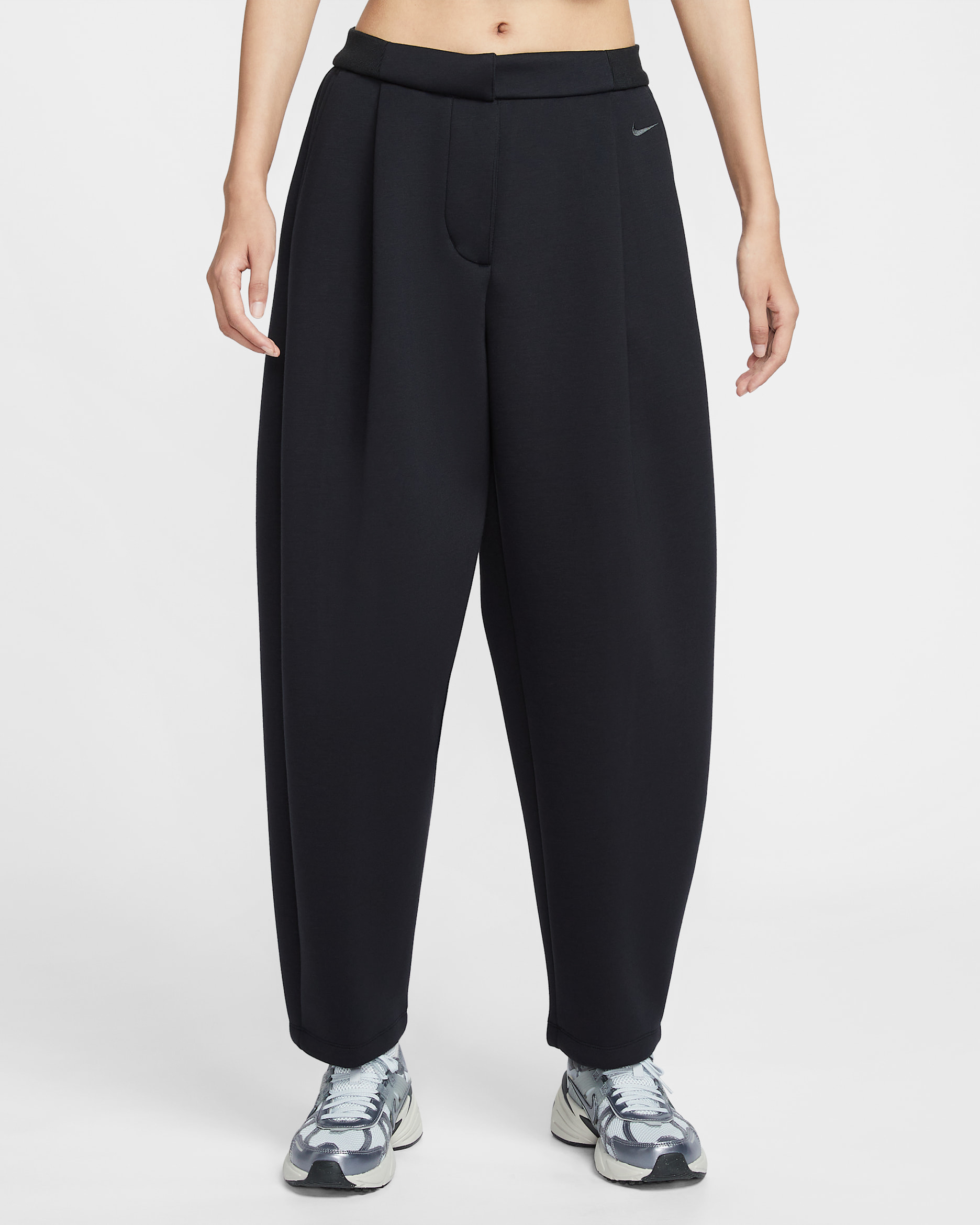 나이키 스포츠웨어 모던 플리스 여성 미드라이즈 루즈 팬츠 - 블랙/앤트러사이트
